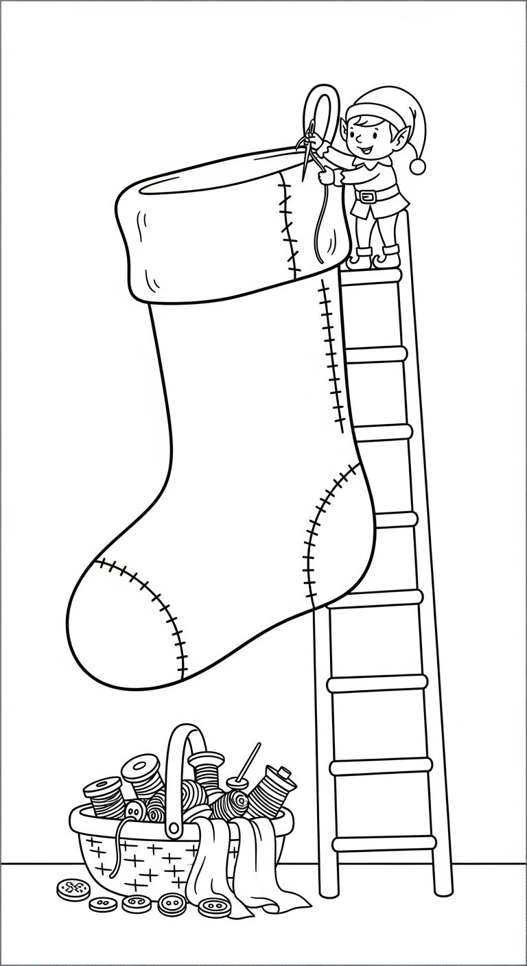 imprimer coloriage Chaussette de Noël update