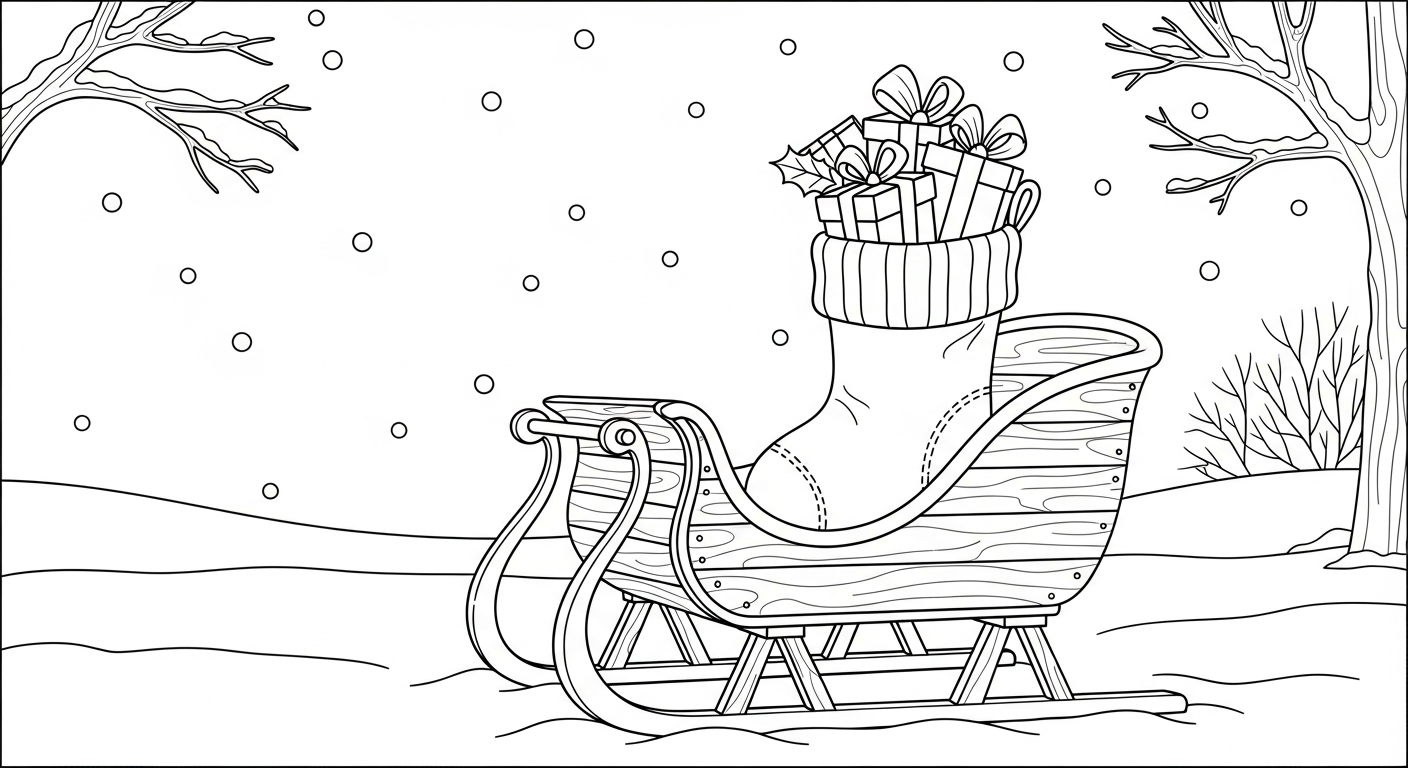 coloriage Chaussette de Noël update pour enfants à imprimer