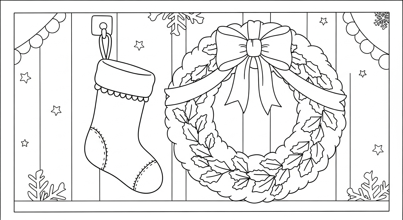 coloriage Chaussette de Noël update à imprimer pour enfant de 12 ans 1