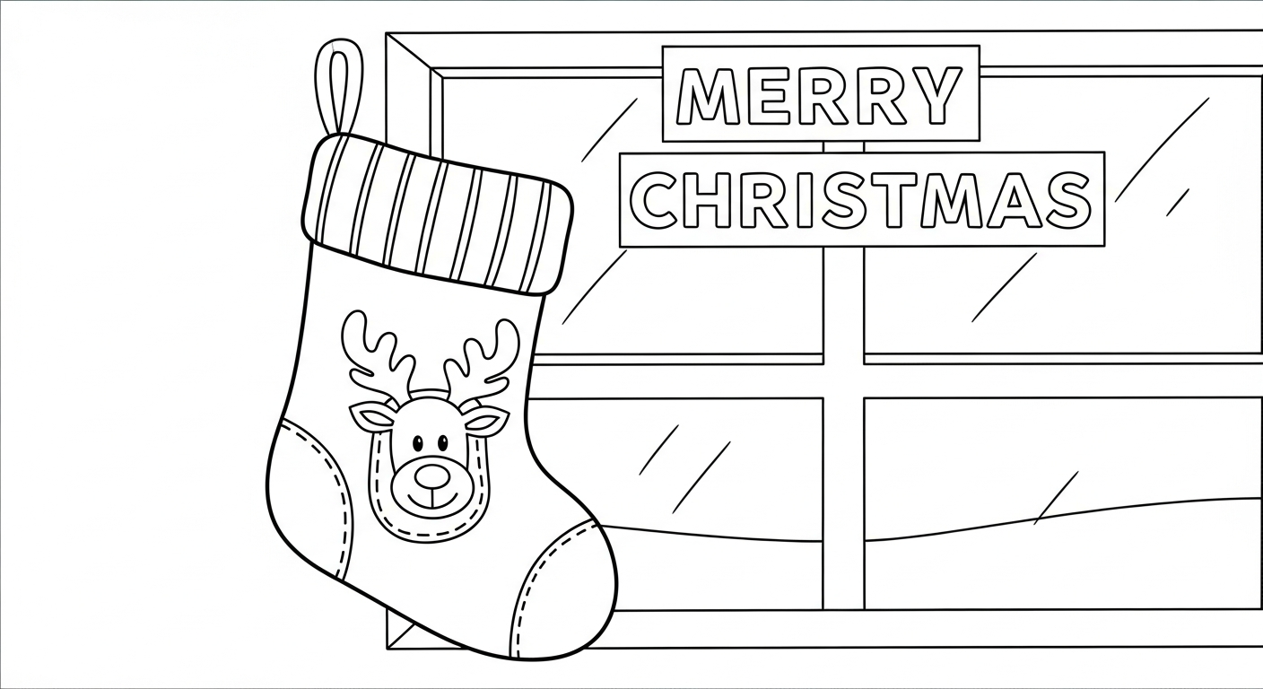 coloriage Chaussette de Noël update educatif pour enfant