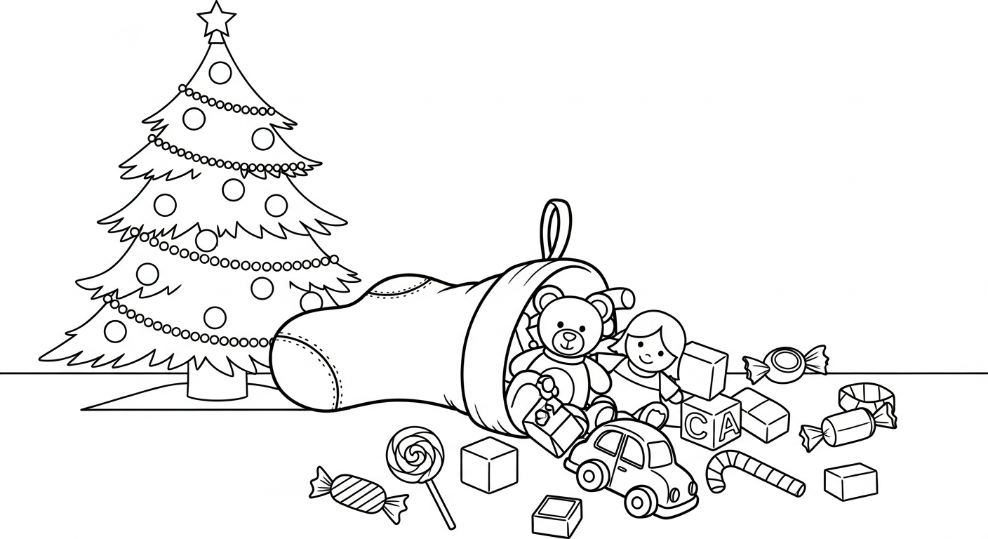 coloriage Chaussette de Noël update et decoupage