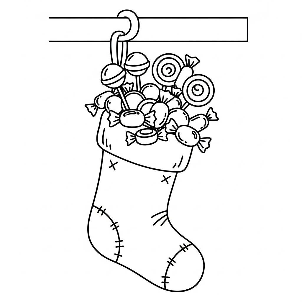 coloriage Chaussette de Noël update à imprimer pour enfant de 4 ans