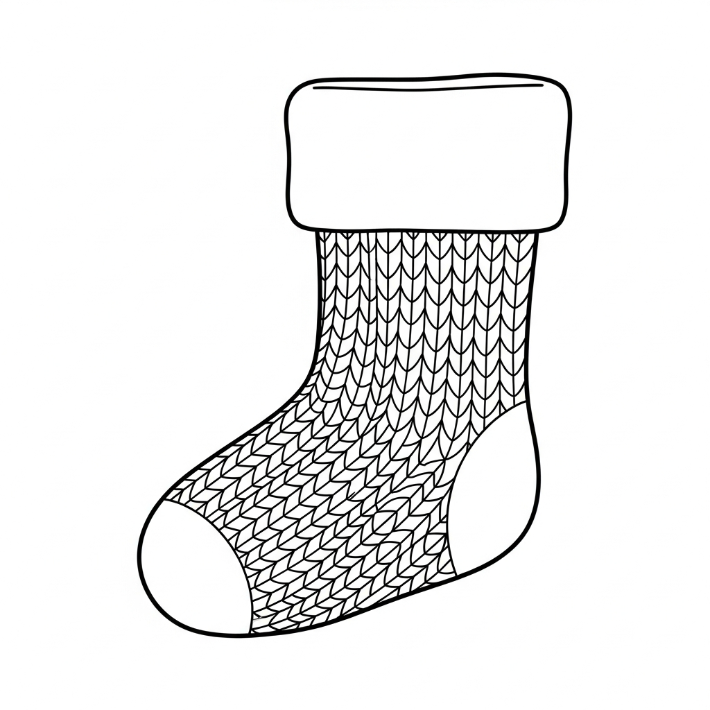 coloriage Chaussette de Noël update à imprimer kawaii