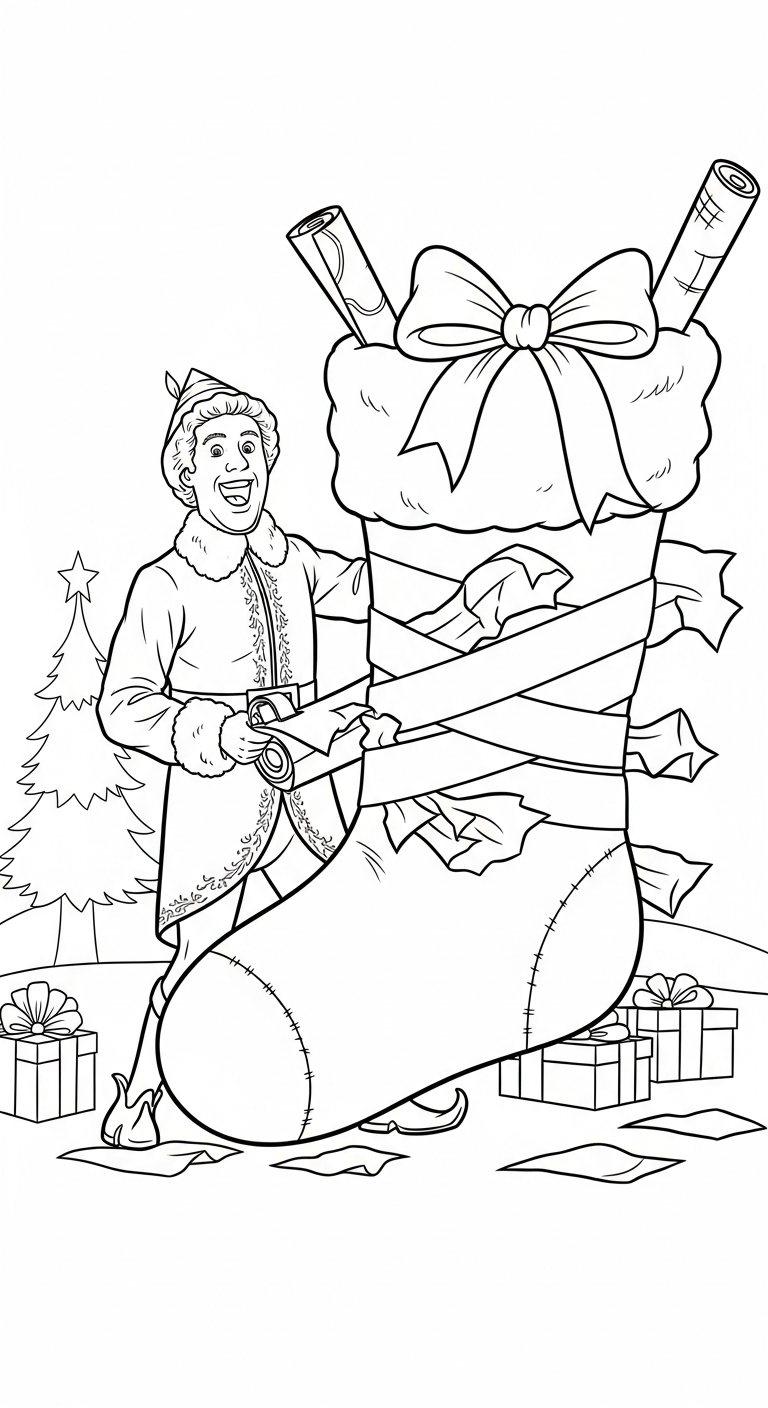 coloriage Chaussette de Noël update à imprimer pour enfant de 12 ans