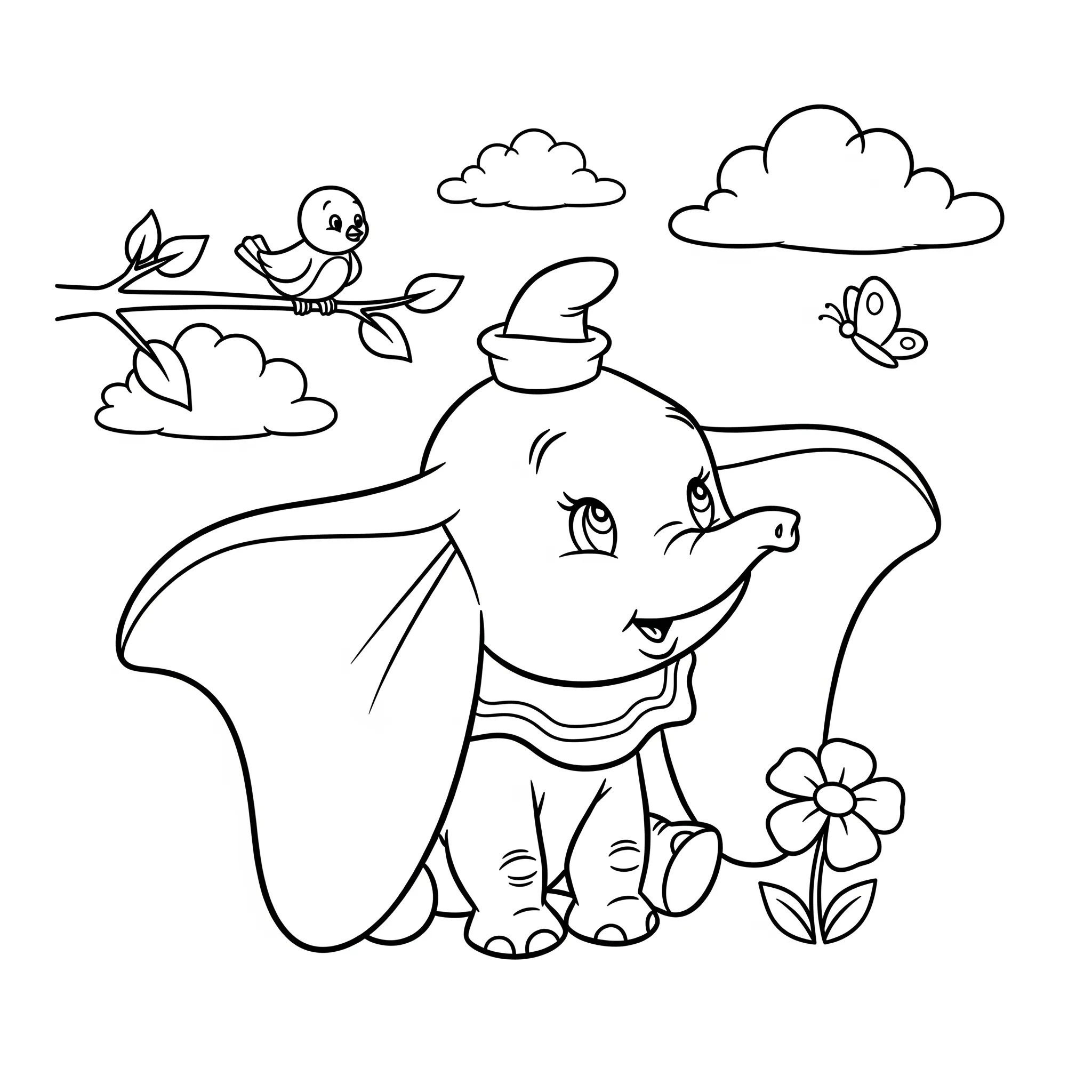 coloriage Bébé Dumbo découvre le monde pour primaire