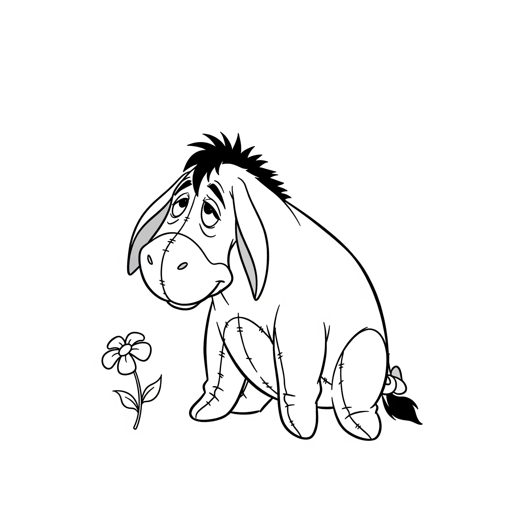 coloriage Bourriquet avec une fleur à imprimer gratuitement