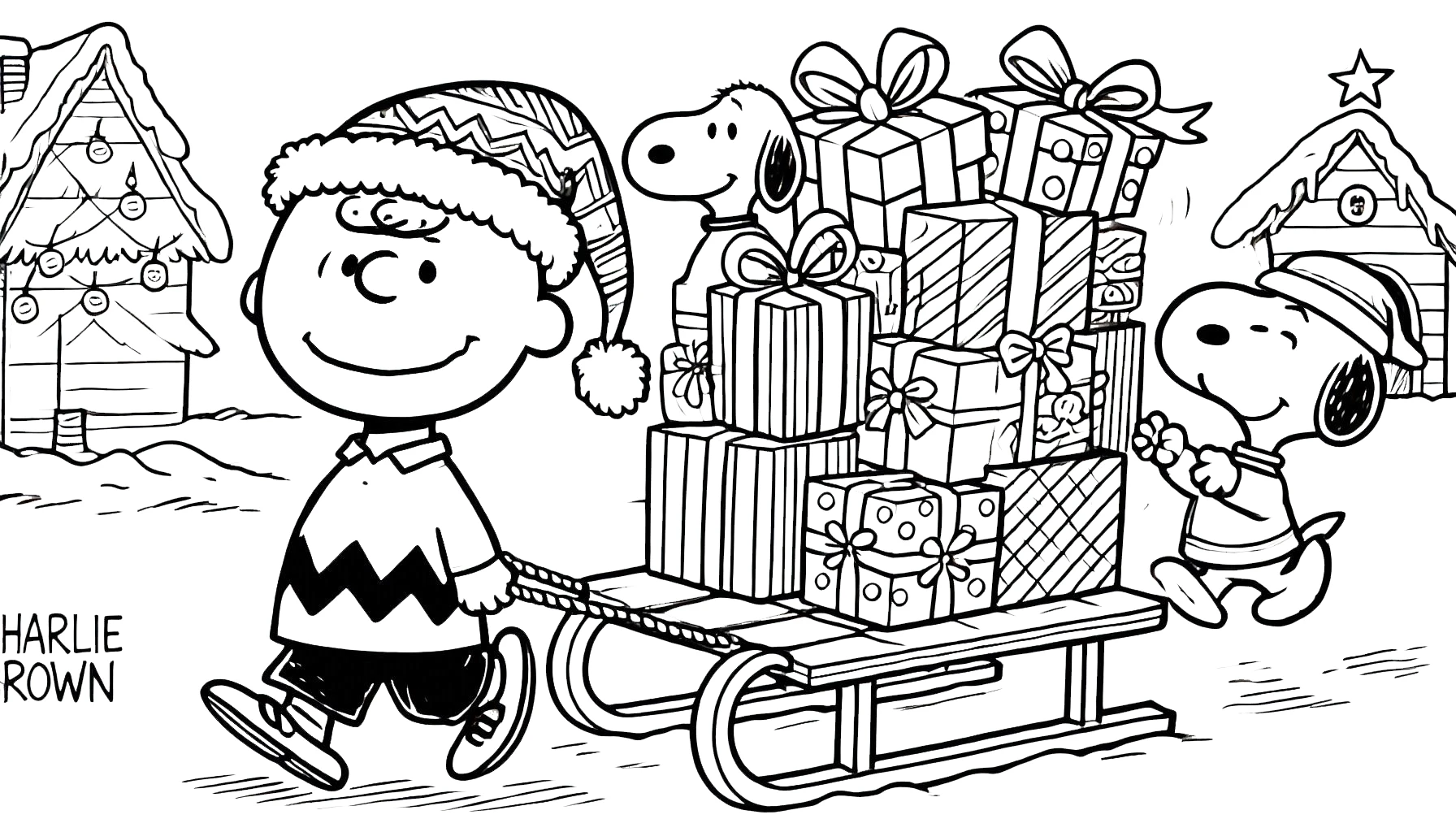 coloriage Charlie Brown Noël à imprimer gratuit 1