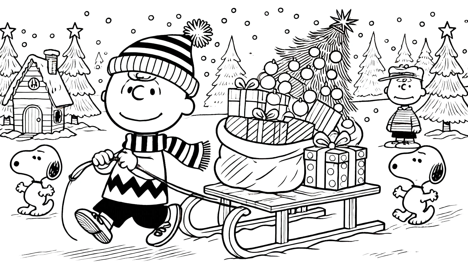 coloriage Charlie Brown Noël a telecharger