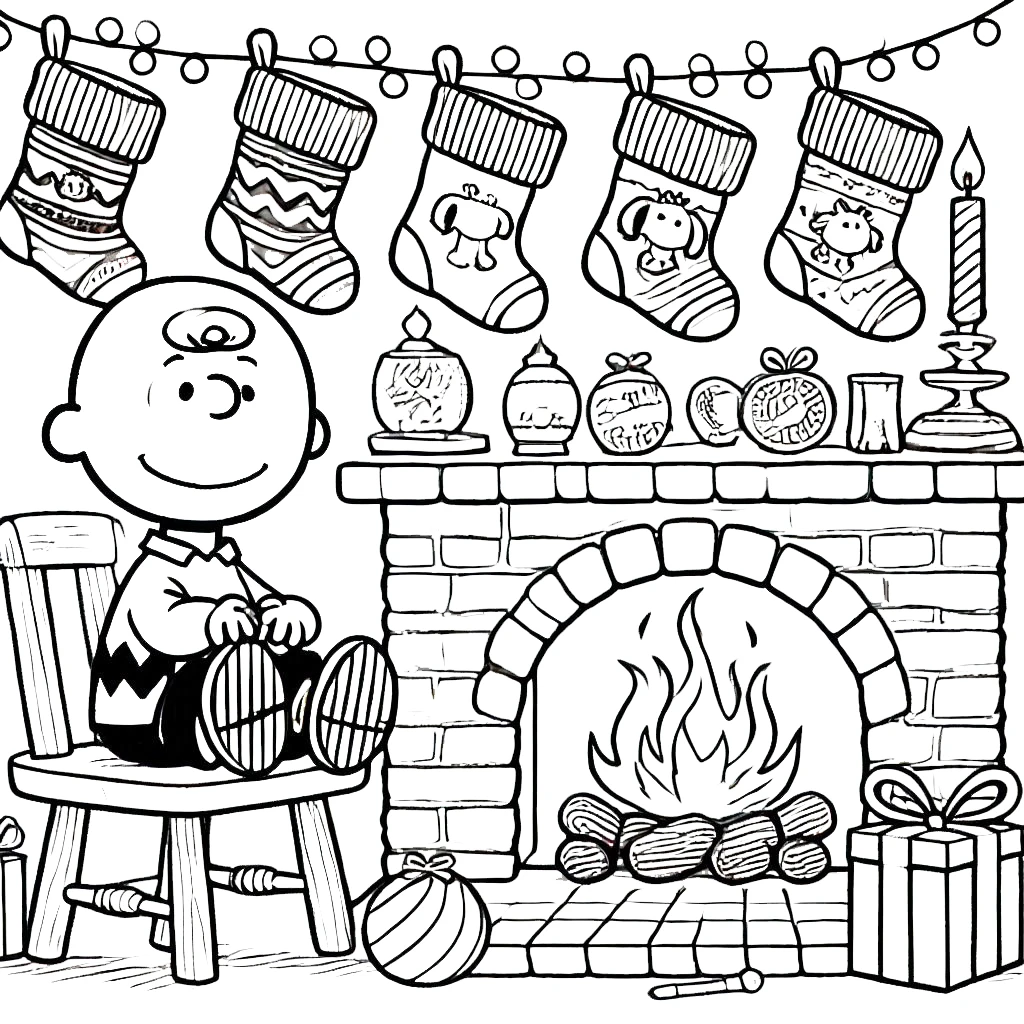 coloriage Charlie Brown Noël pour enfants a imprimer gratuit