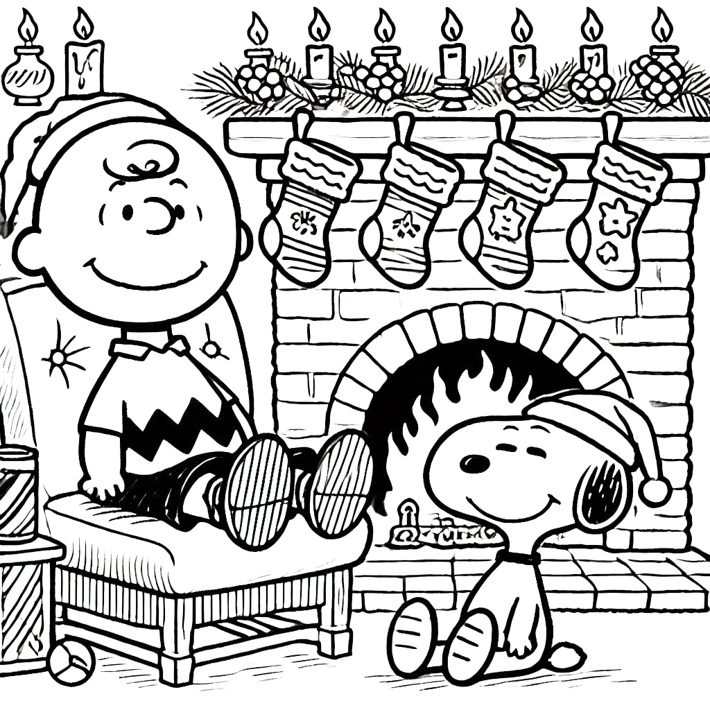 coloriage Charlie Brown Noël à imprimer pour enfant de 6 ans