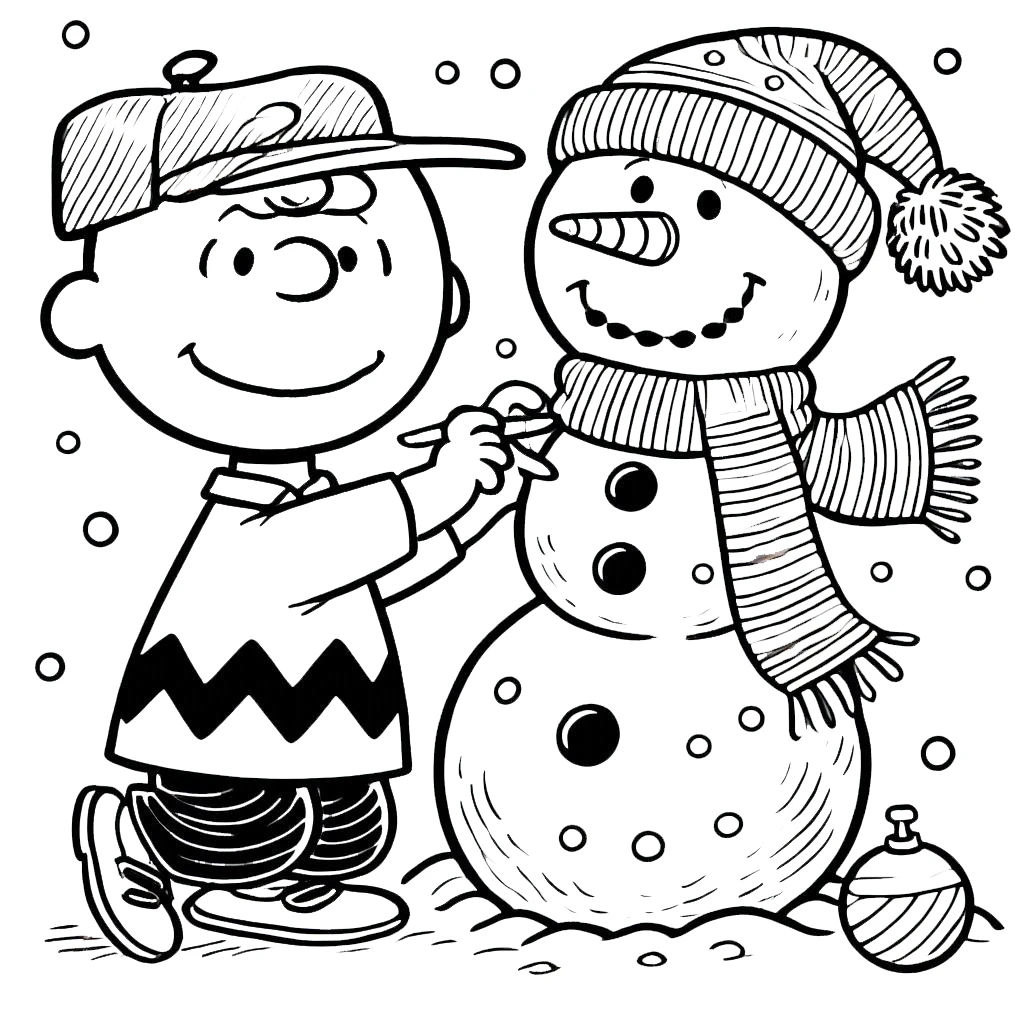 coloriage Charlie Brown Noël à imprimer pour enfant de 4 ans