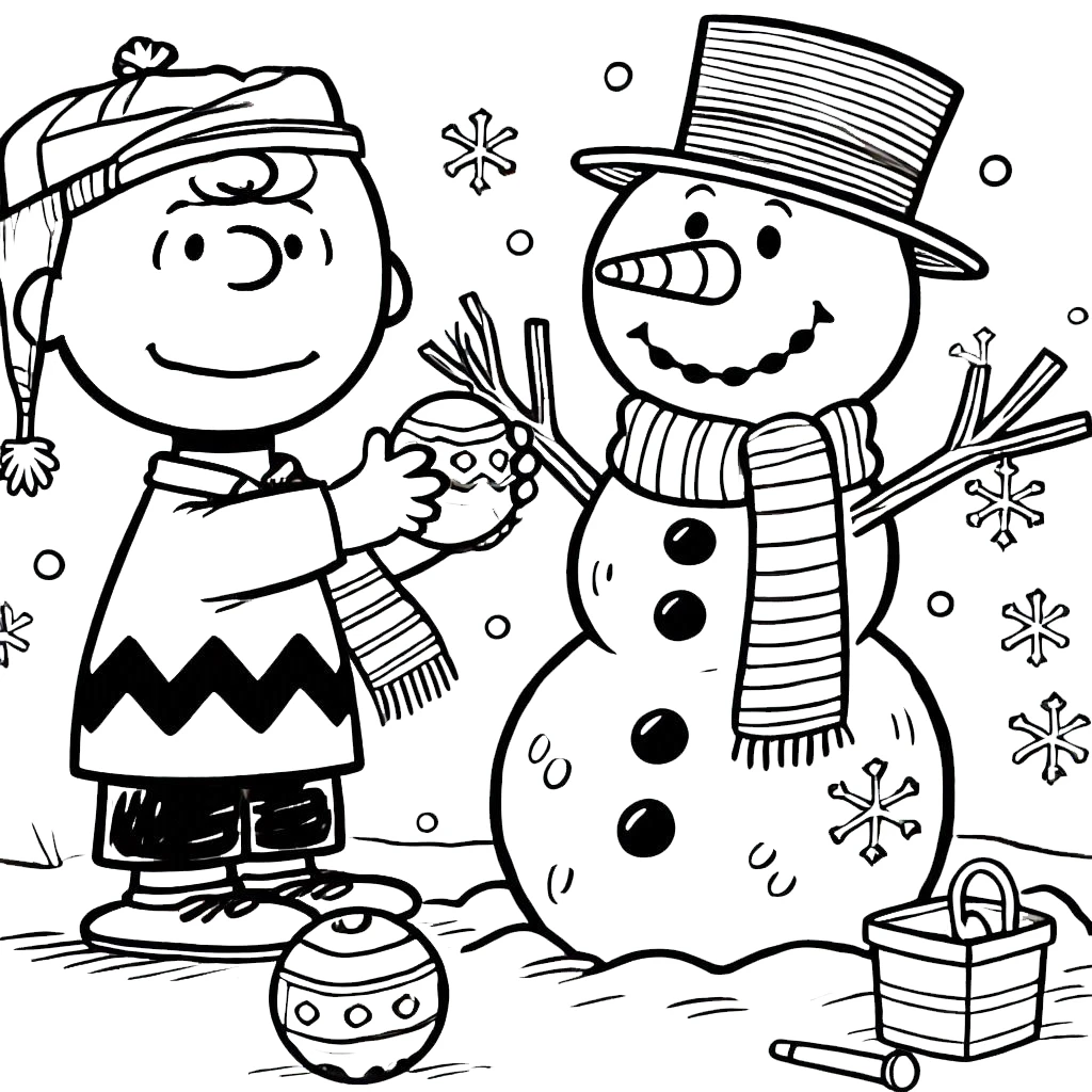 coloriage Charlie Brown Noël à imprimer pour enfant de 10 ans 1