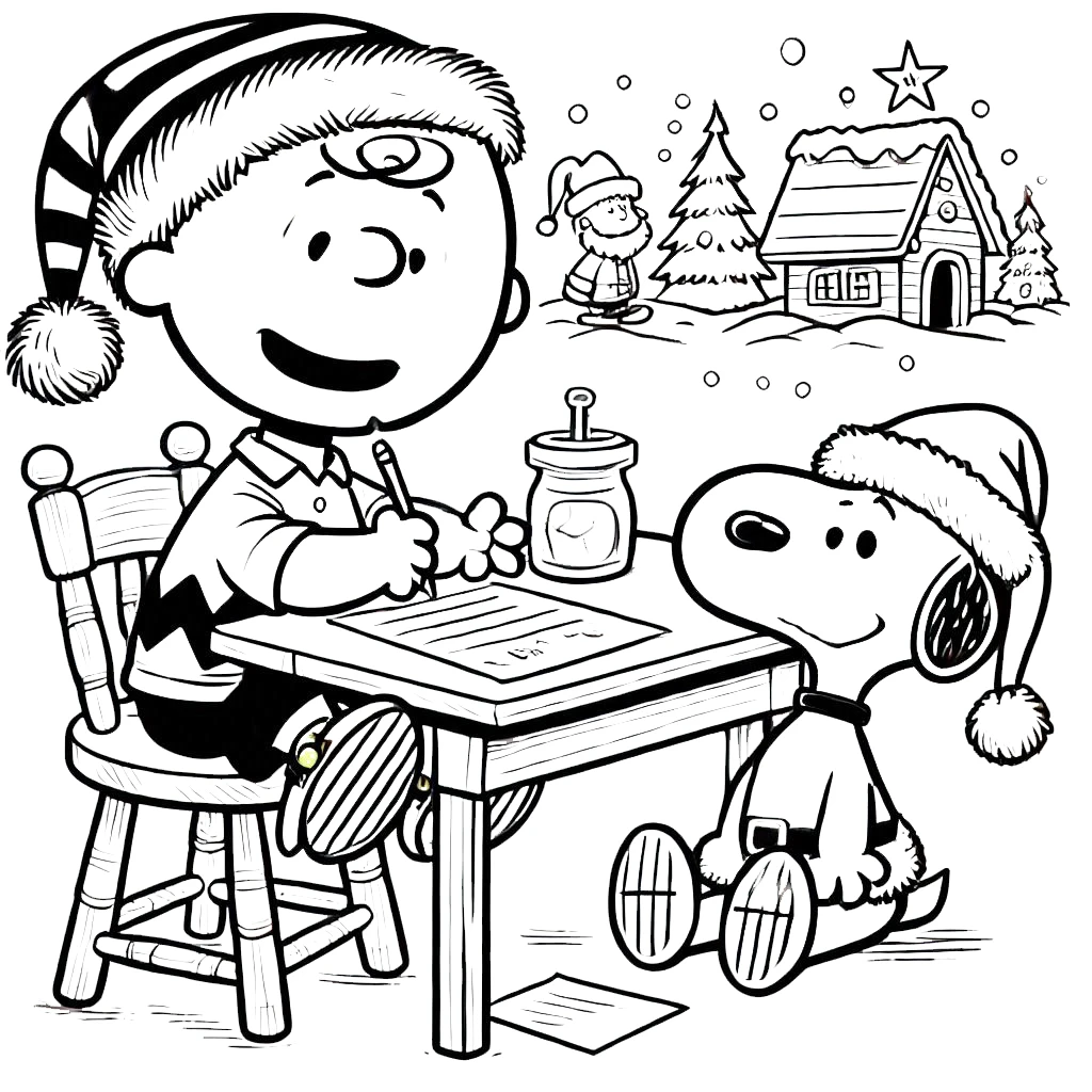 coloriage Charlie Brown Noël pour enfant a imprimer gratuit