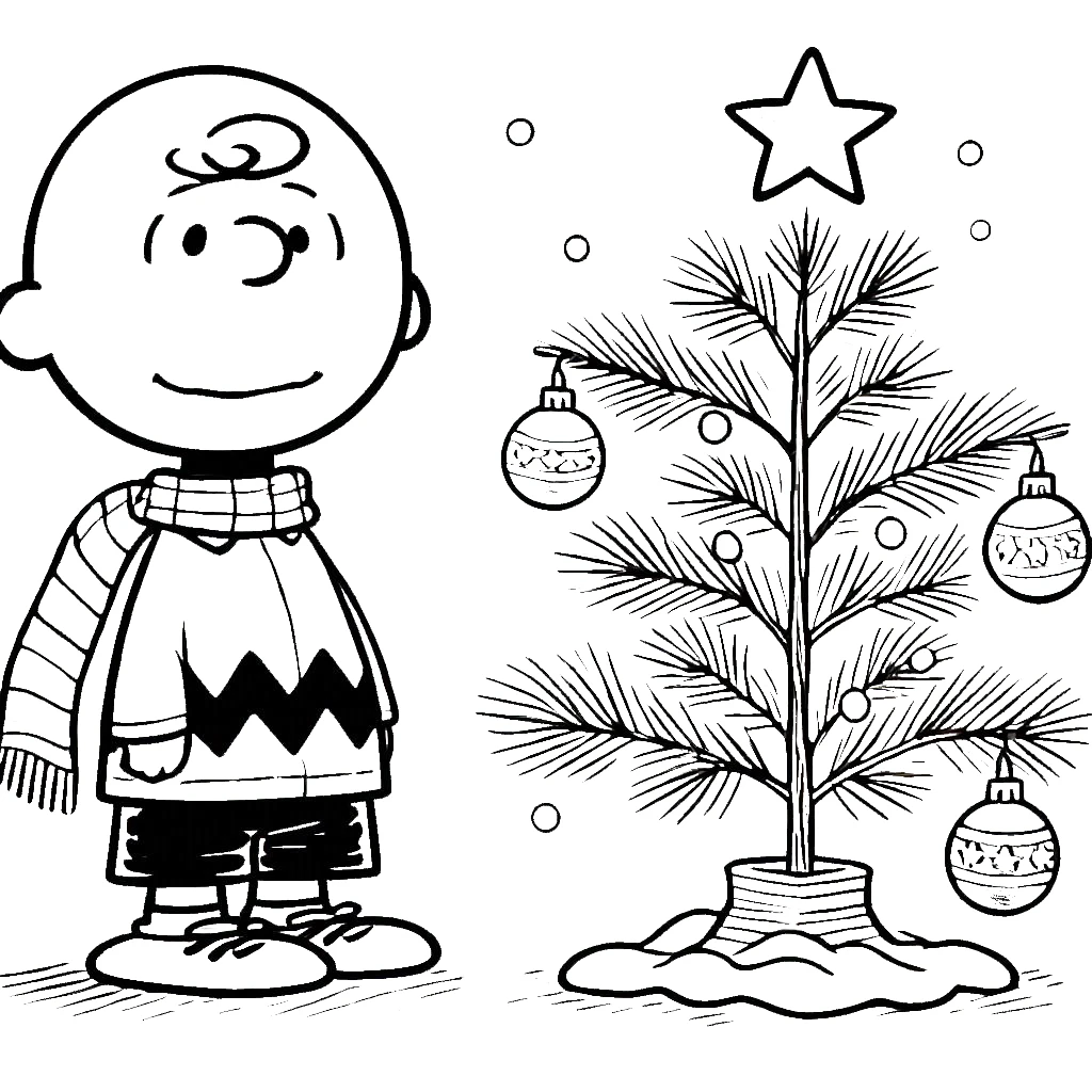 coloriage Charlie Brown Noël a imprimer pour enfant de 4 ans