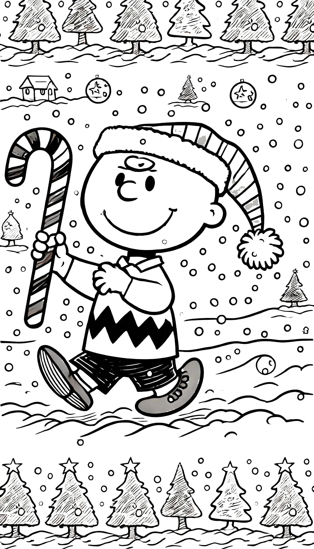 coloriage Charlie Brown Noël et dessin a imprimer