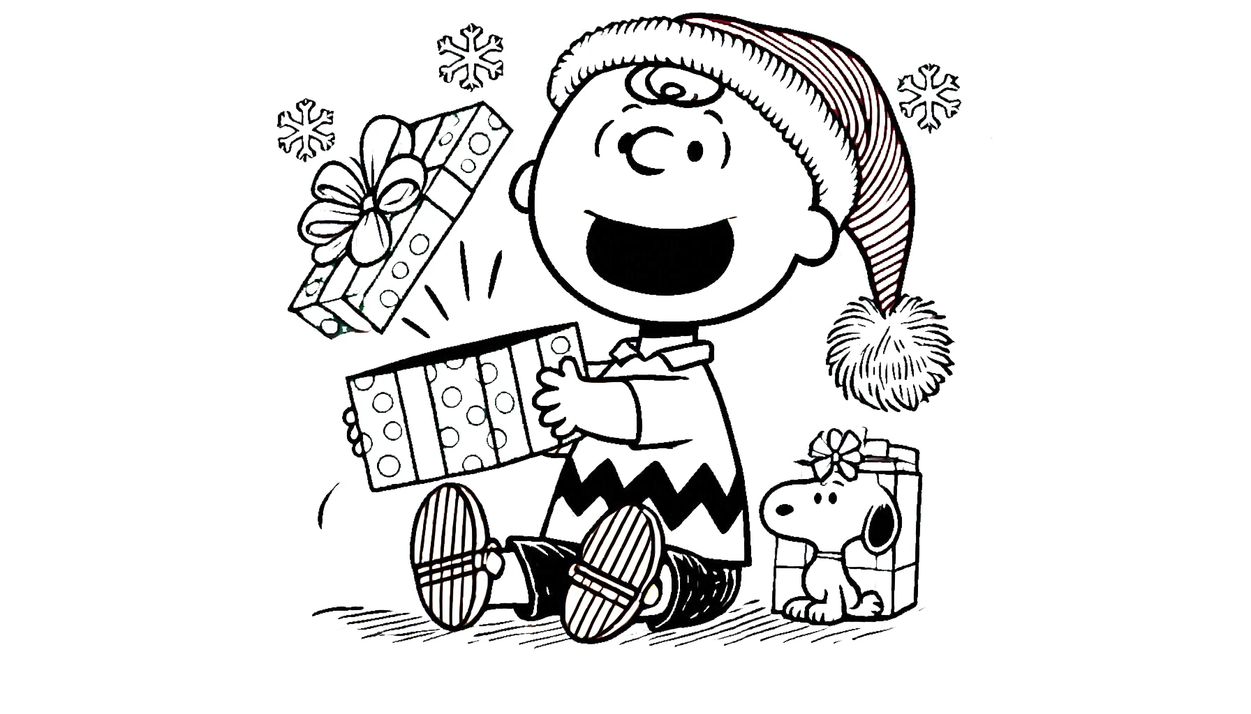 coloriage Charlie Brown Noël à imprimer pour enfants