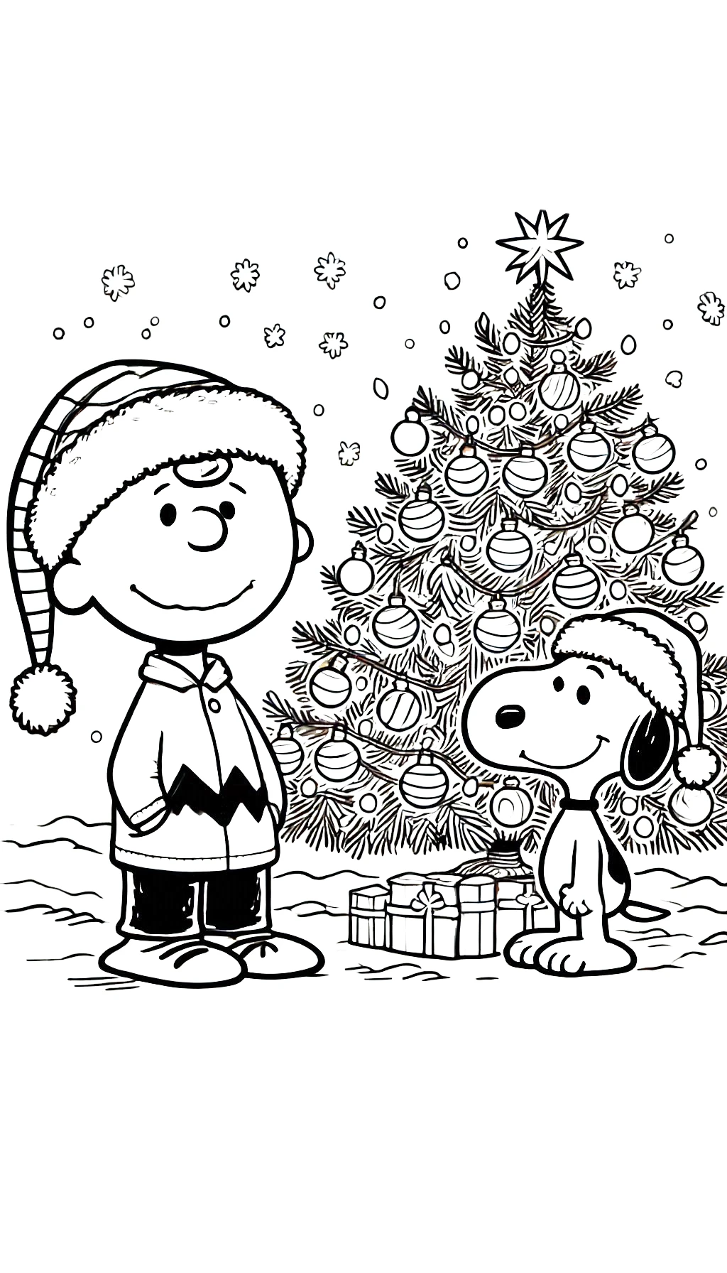 coloriage Charlie Brown Noël à imprimer gratuit 2