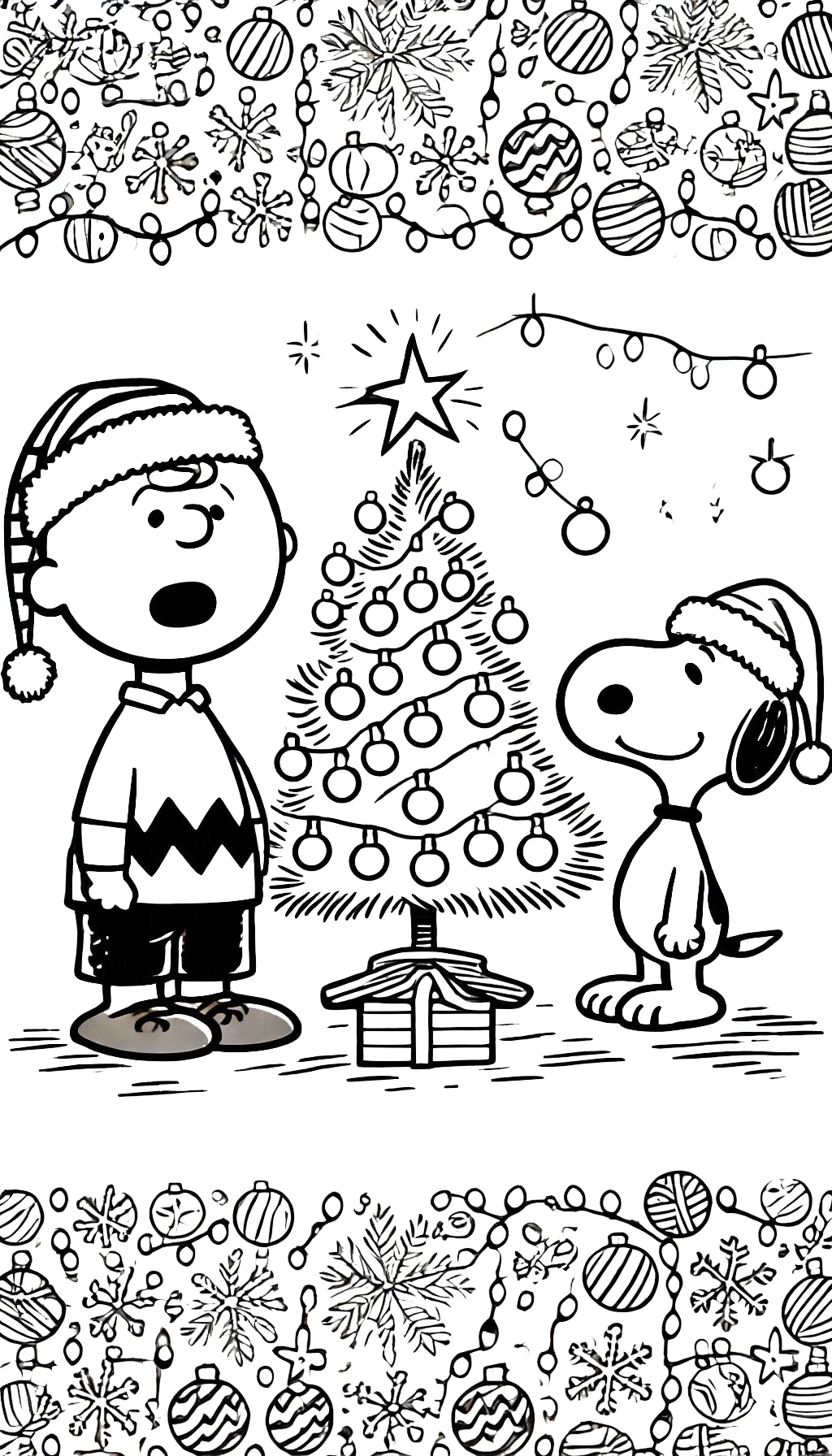 coloriage Charlie Brown Noël et decoupage a imprimer gratuit