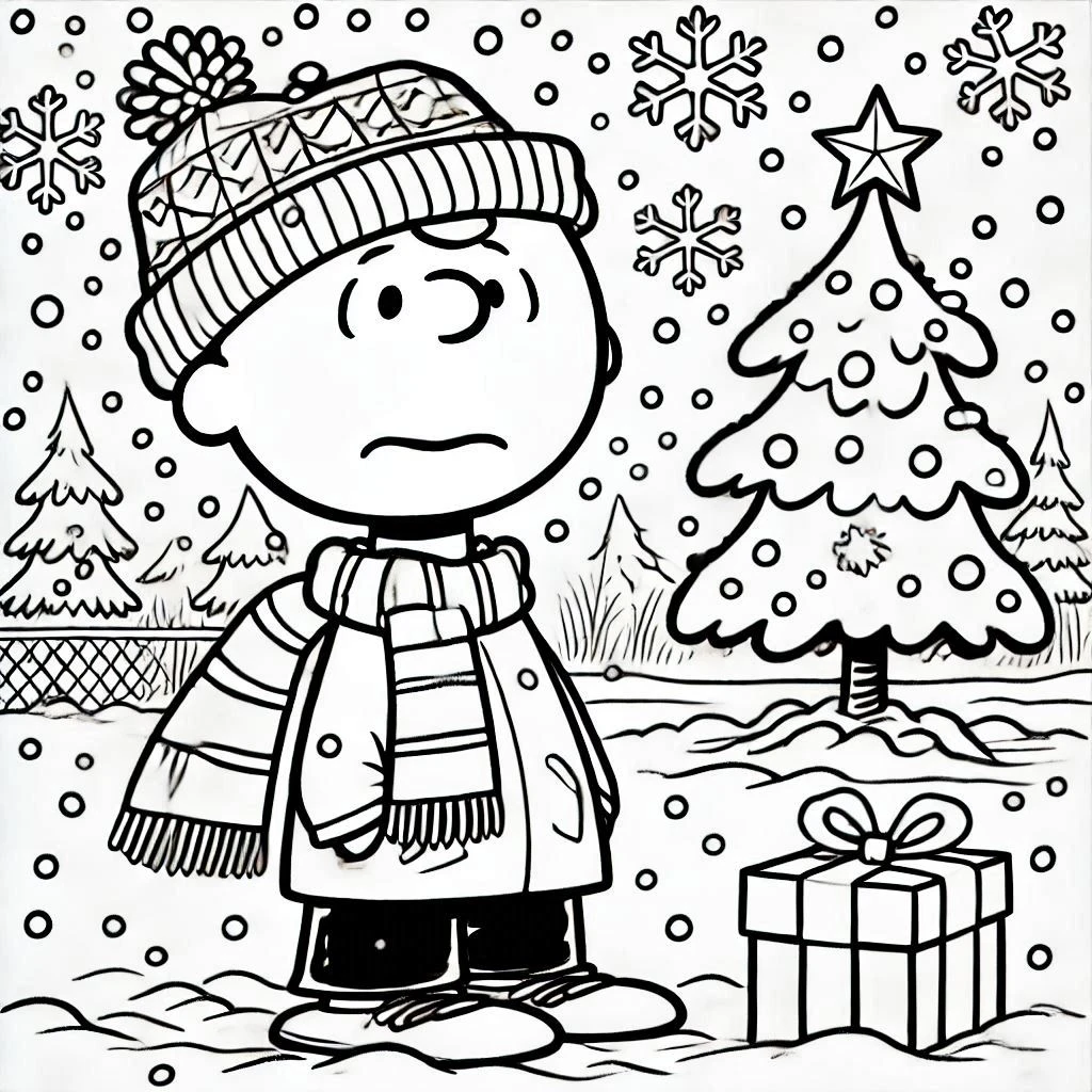 coloriage Charlie Brown Noël à imprimer gratuitement