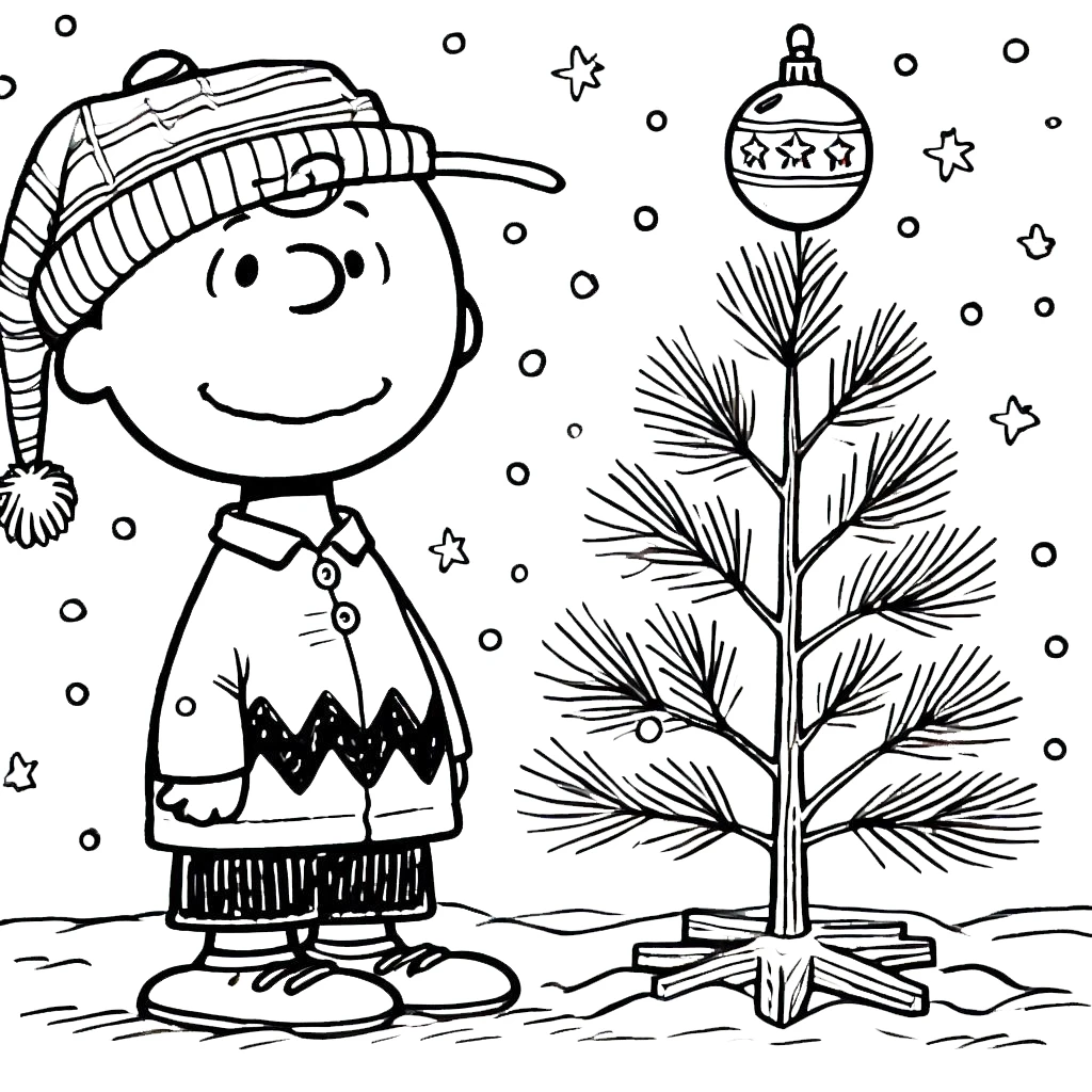 coloriage Charlie Brown Noël à imprimer pour enfant de 10 ans