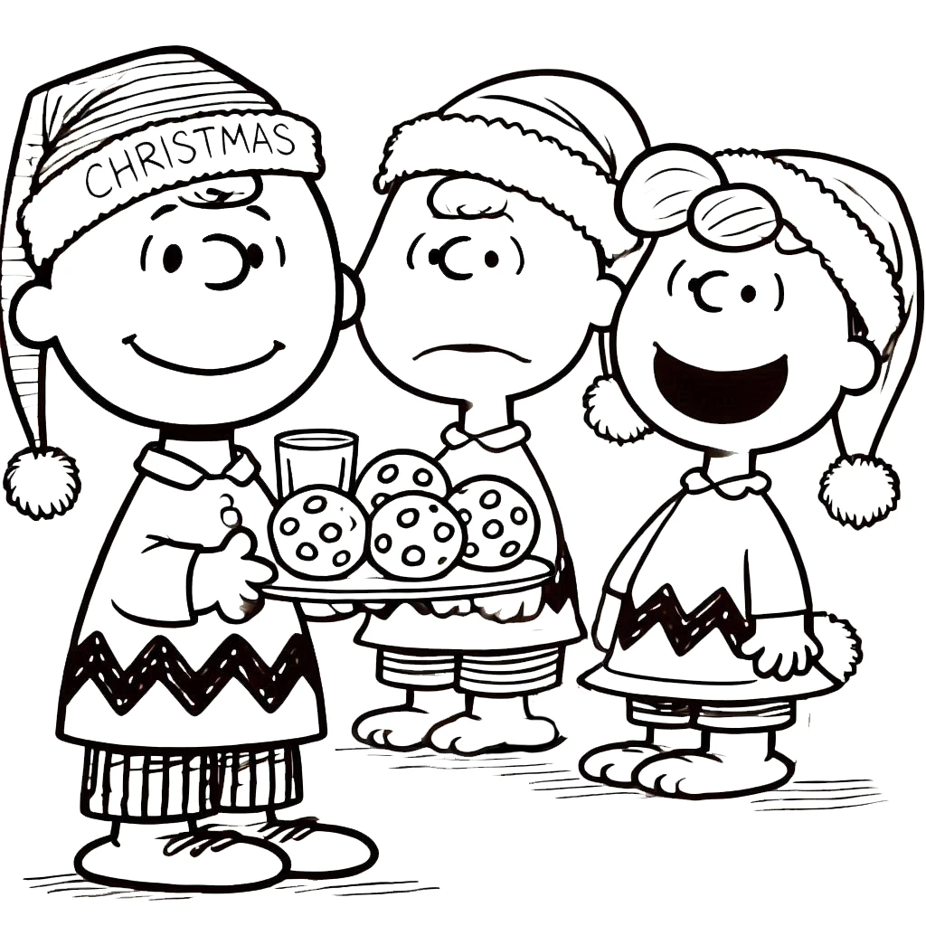 coloriage Charlie Brown Noël pour enfant de 7 ans