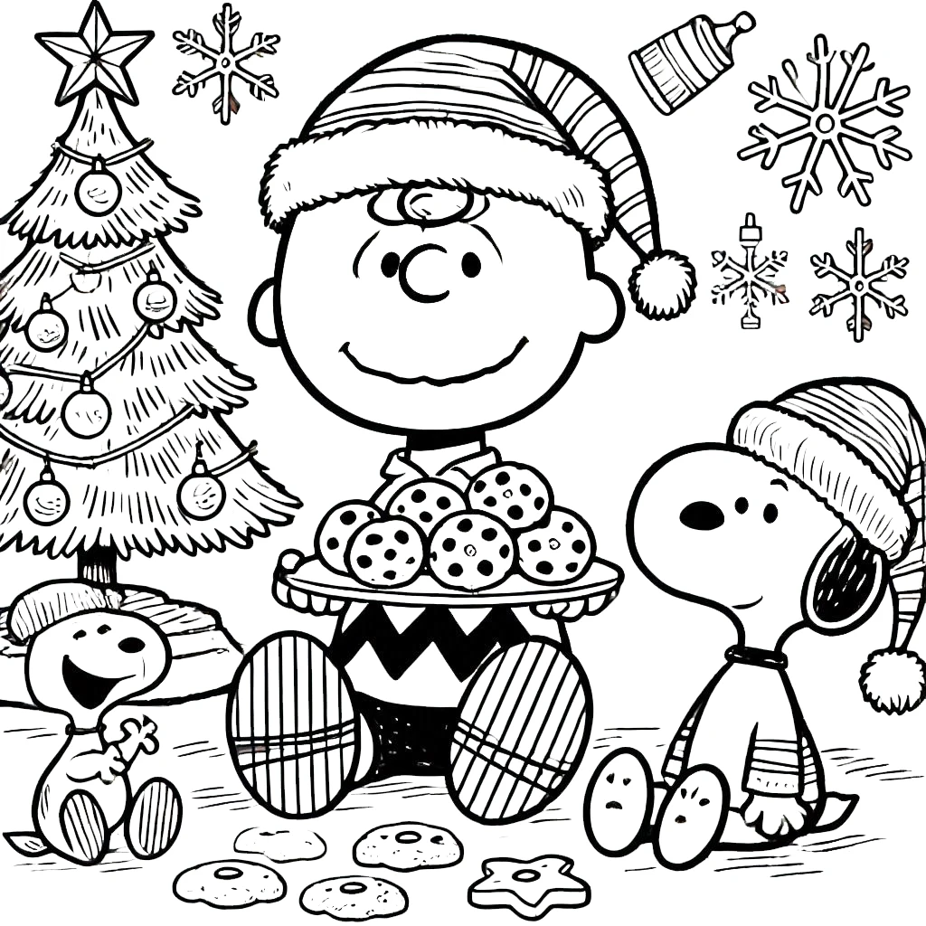 imprimer coloriage Charlie Brown Noël gratuit