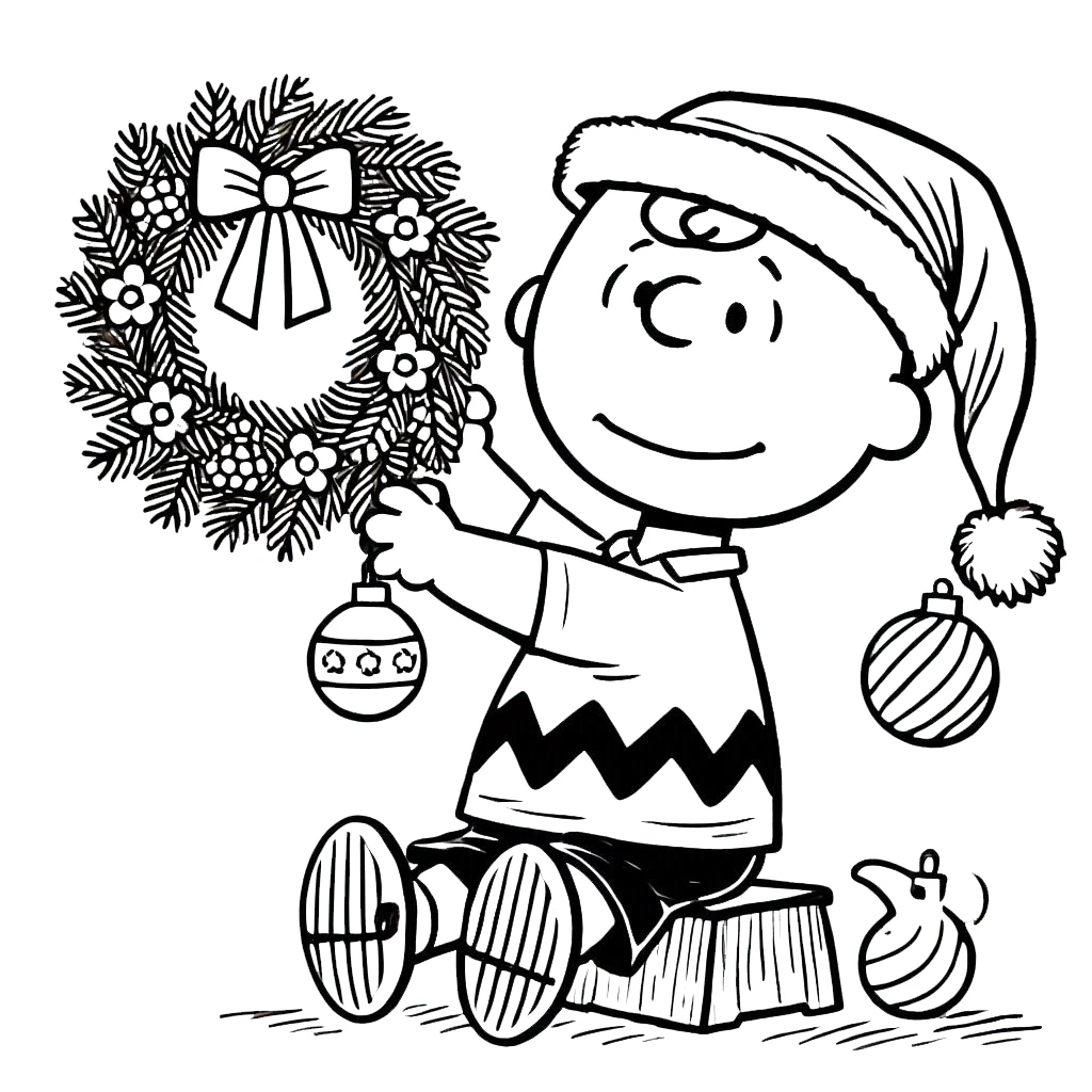 coloriage Charlie Brown Noël à imprimer pour enfant de 6 ans 1