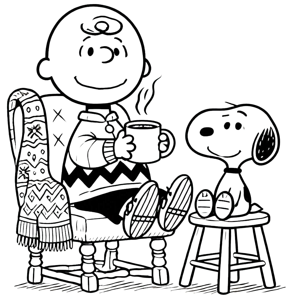 coloriage Charlie Brown Noël gratuit pour enfants 2