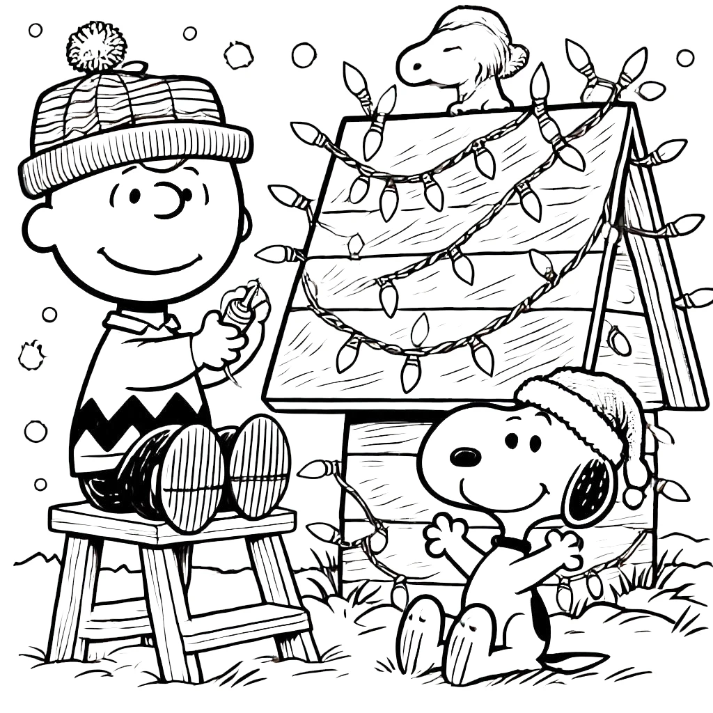 coloriage Charlie Brown Noël a telecharger 2