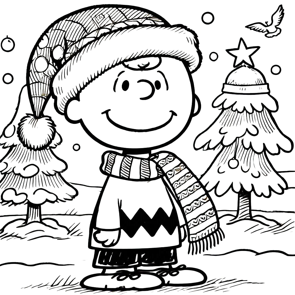 coloriage Charlie Brown Noël pour enfant de 10 ans