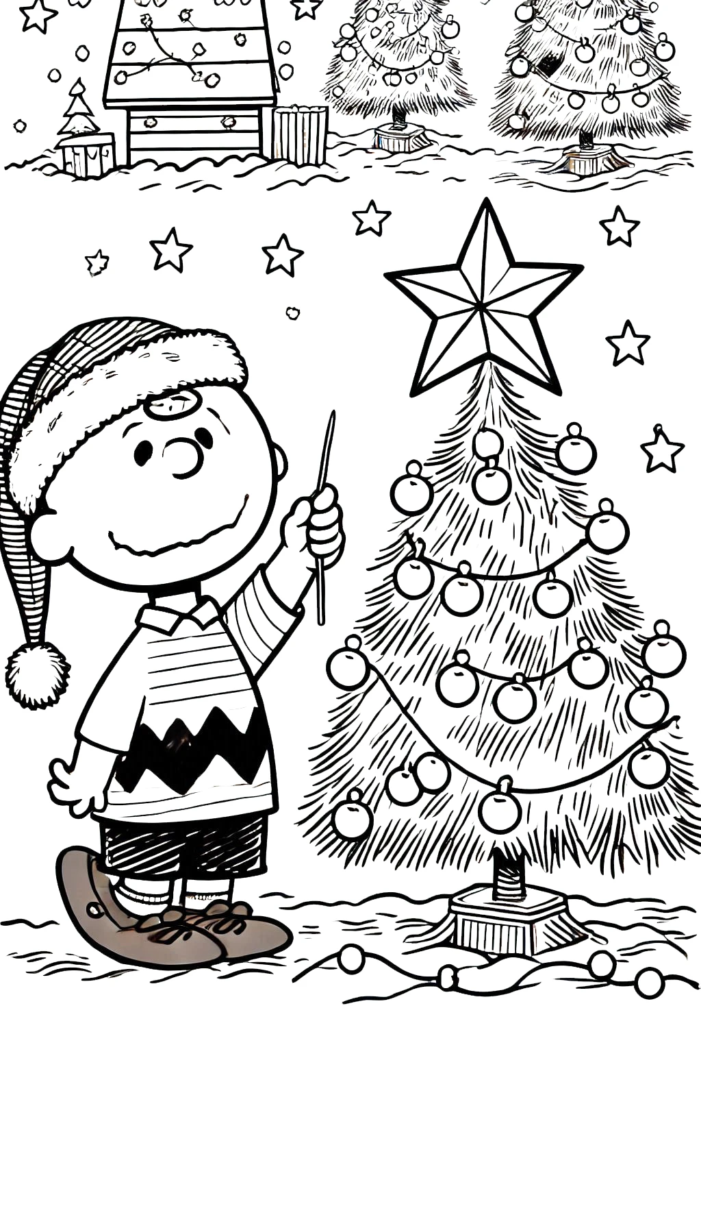 coloriage Charlie Brown Noël pour enfant de 6 ans