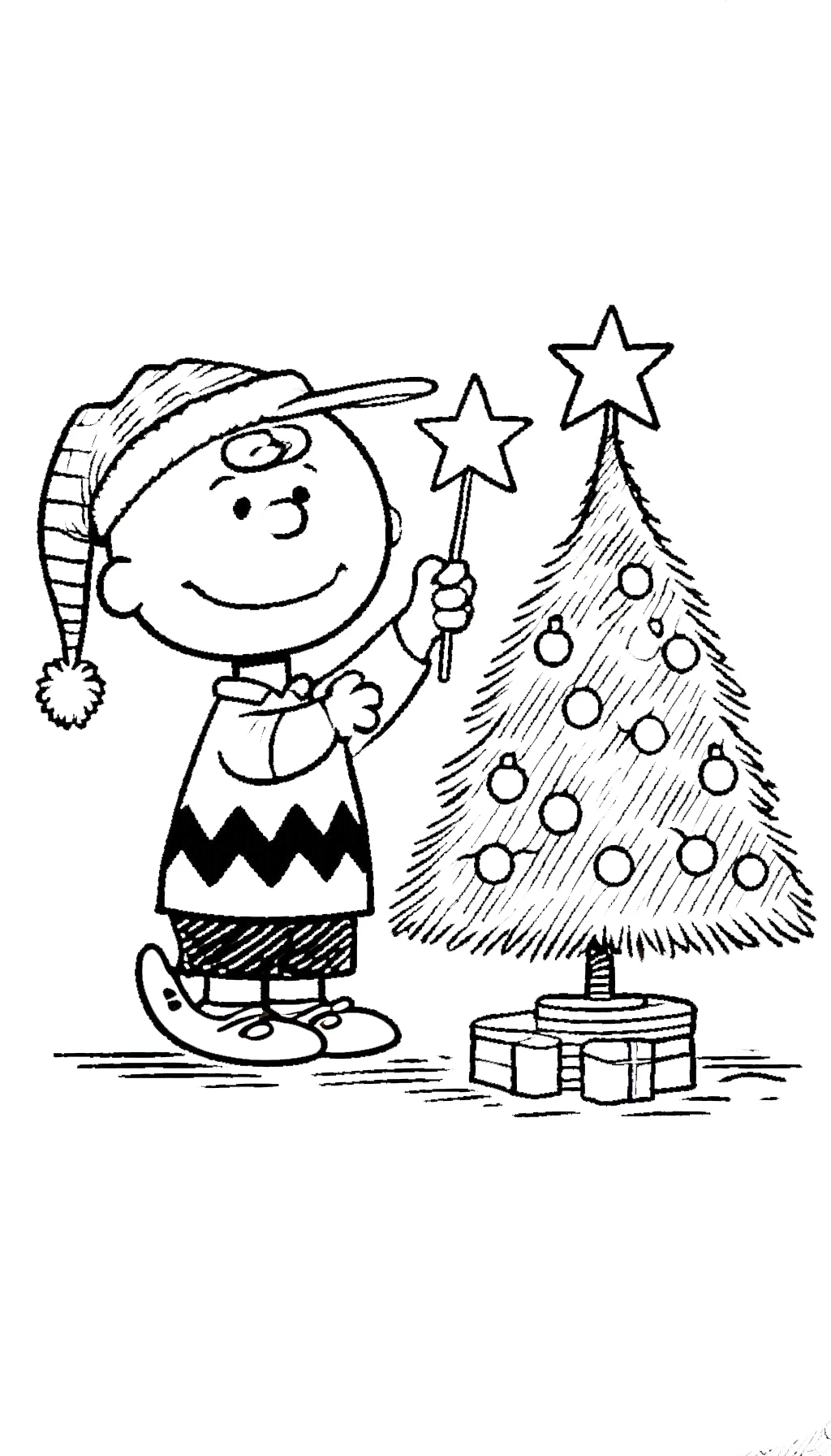 coloriage Charlie Brown Noël à imprimer pdf