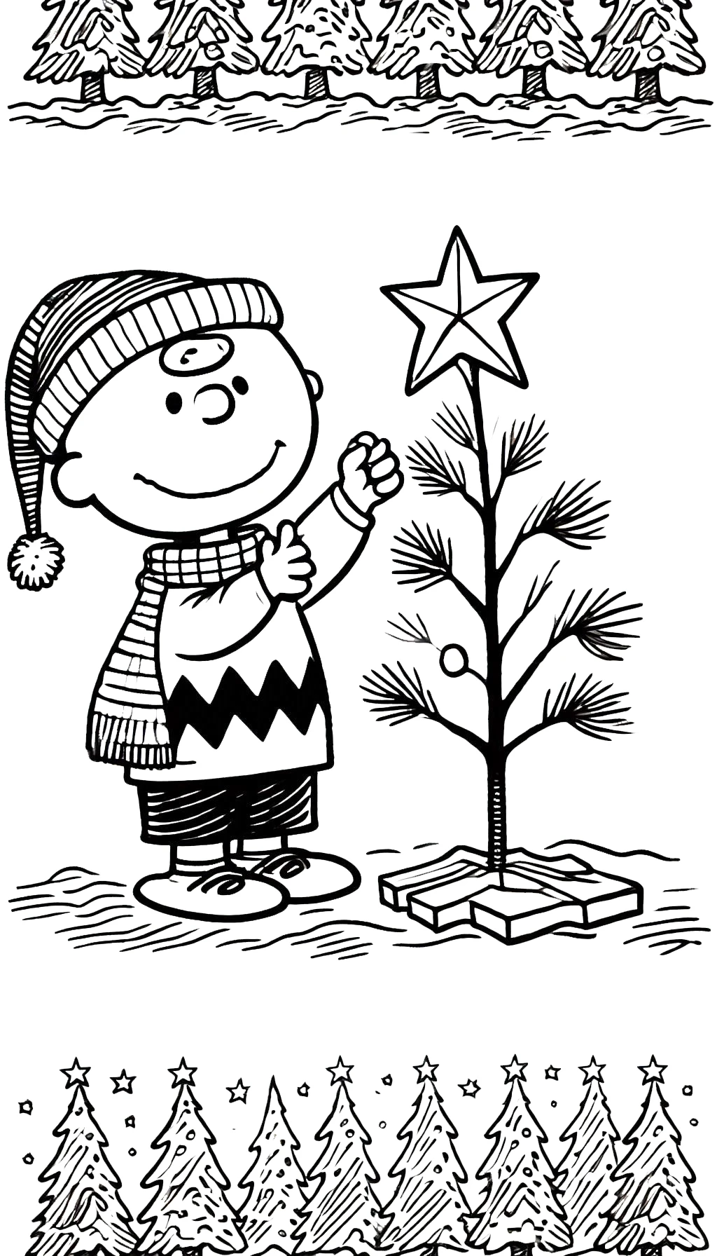 coloriage Charlie Brown Noël à imprimer pour enfant de 6 ans 2