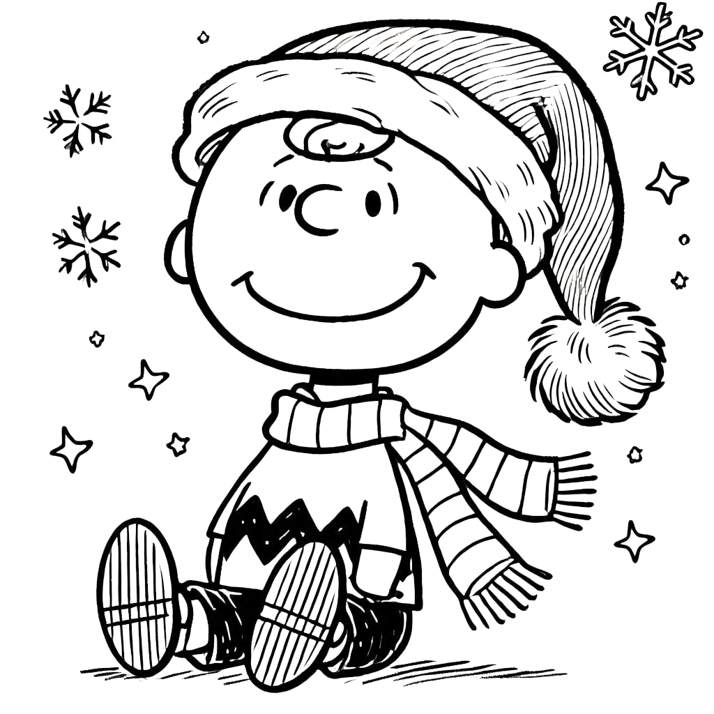 coloriage Charlie Brown Noël d'enfant a imprimer