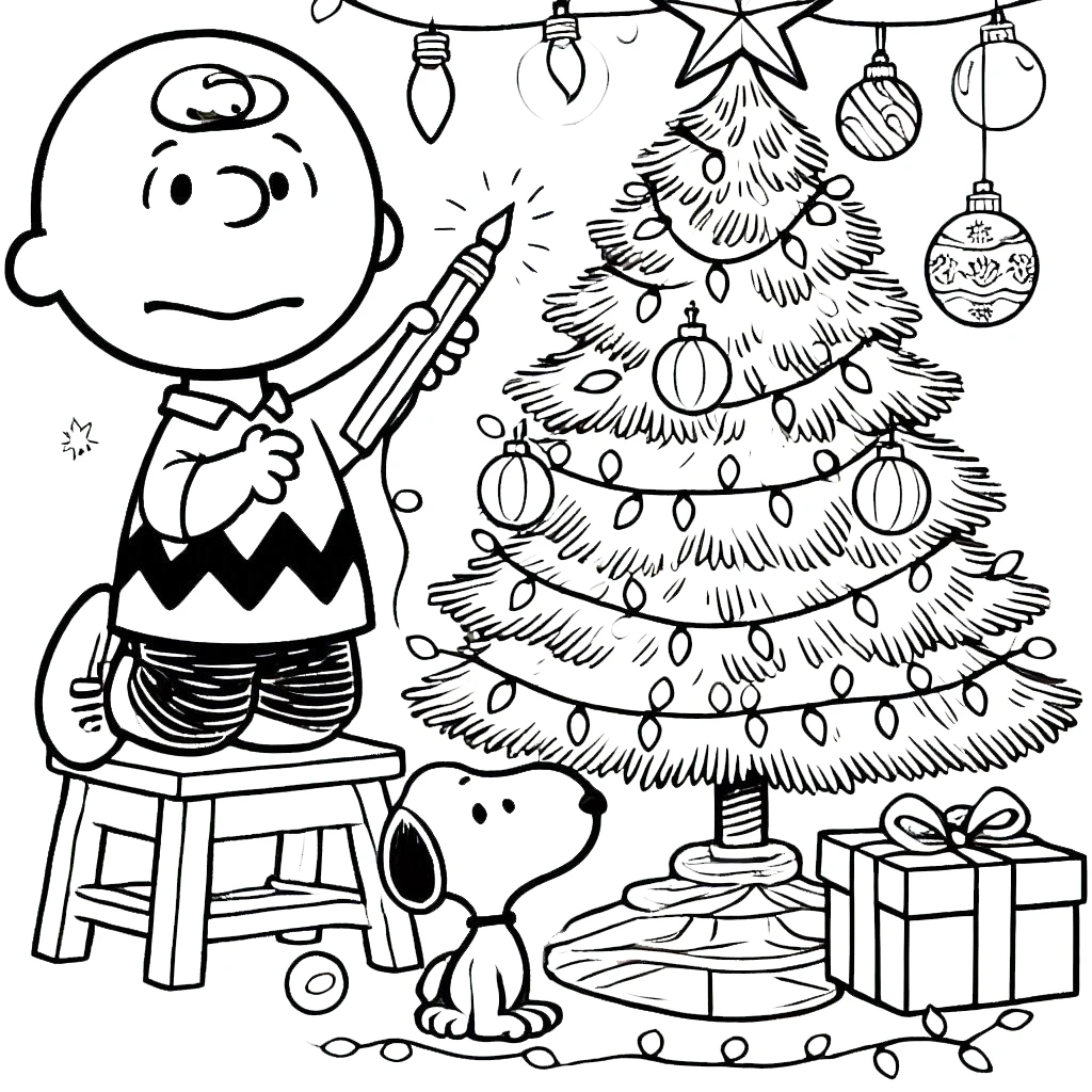 coloriage Charlie Brown Noël gratuit pour enfants