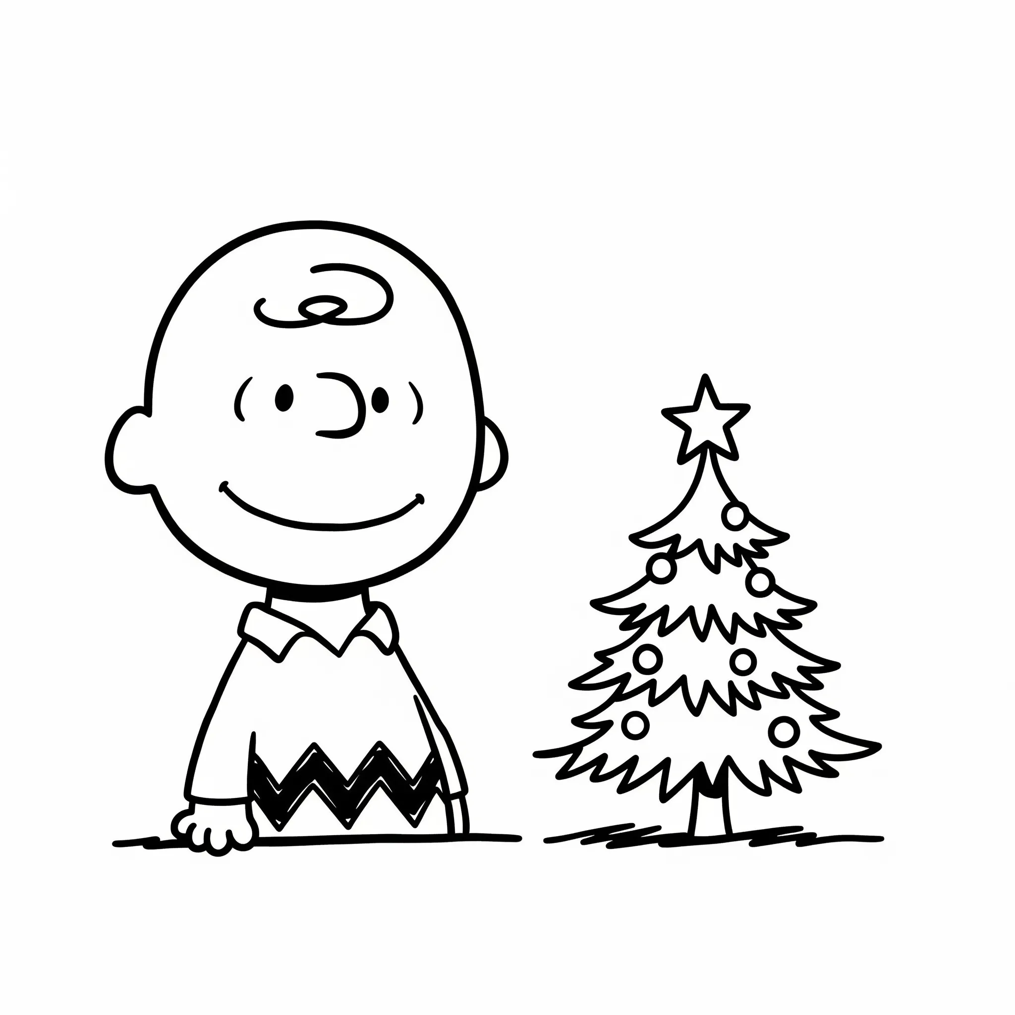 coloriage Charlie Brown et le petit sapin de Noël d'enfant a imprimer