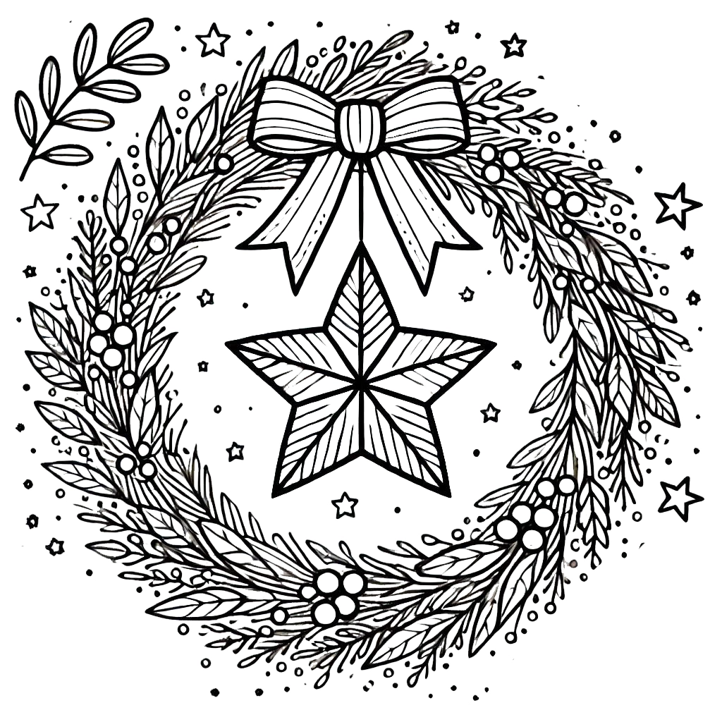 coloriage Couronne de Noël a imprimer gratuitement