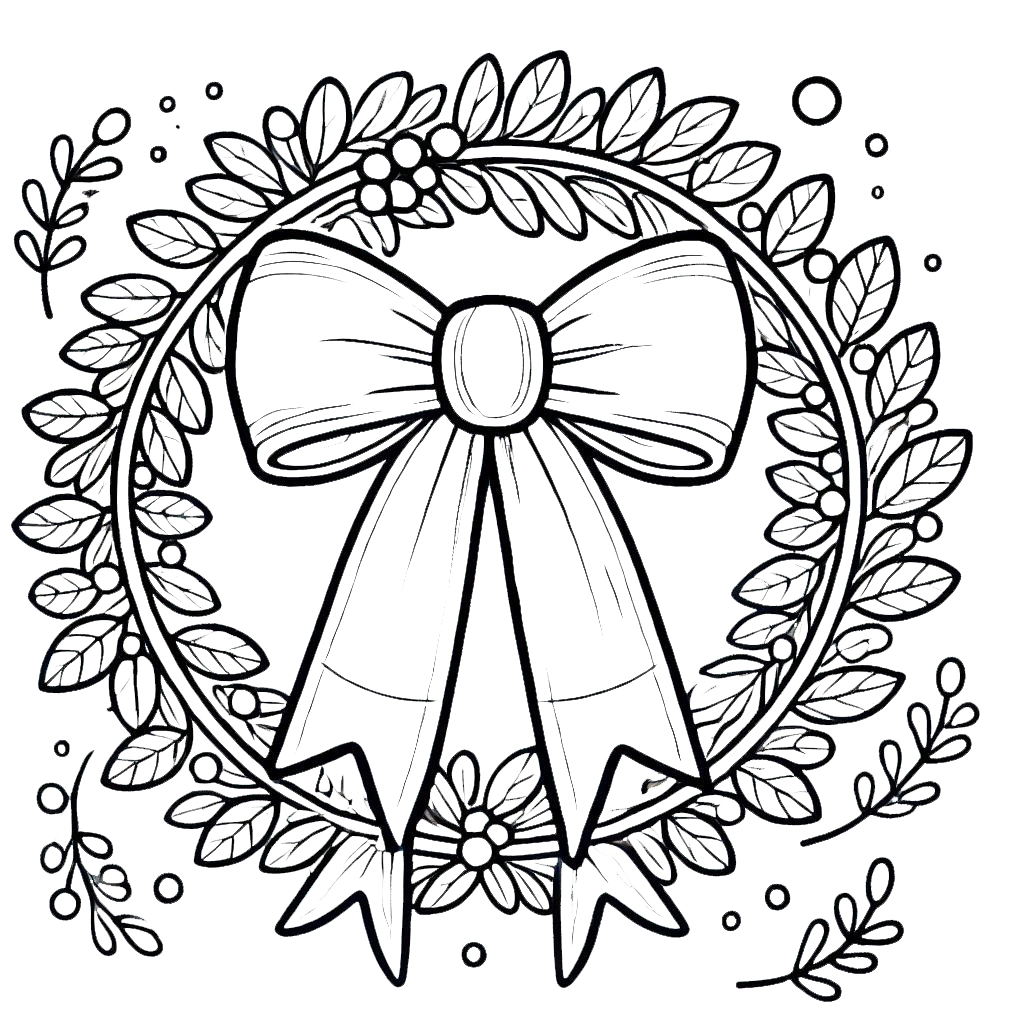 coloriage Couronne de Noël gratuit en ligne