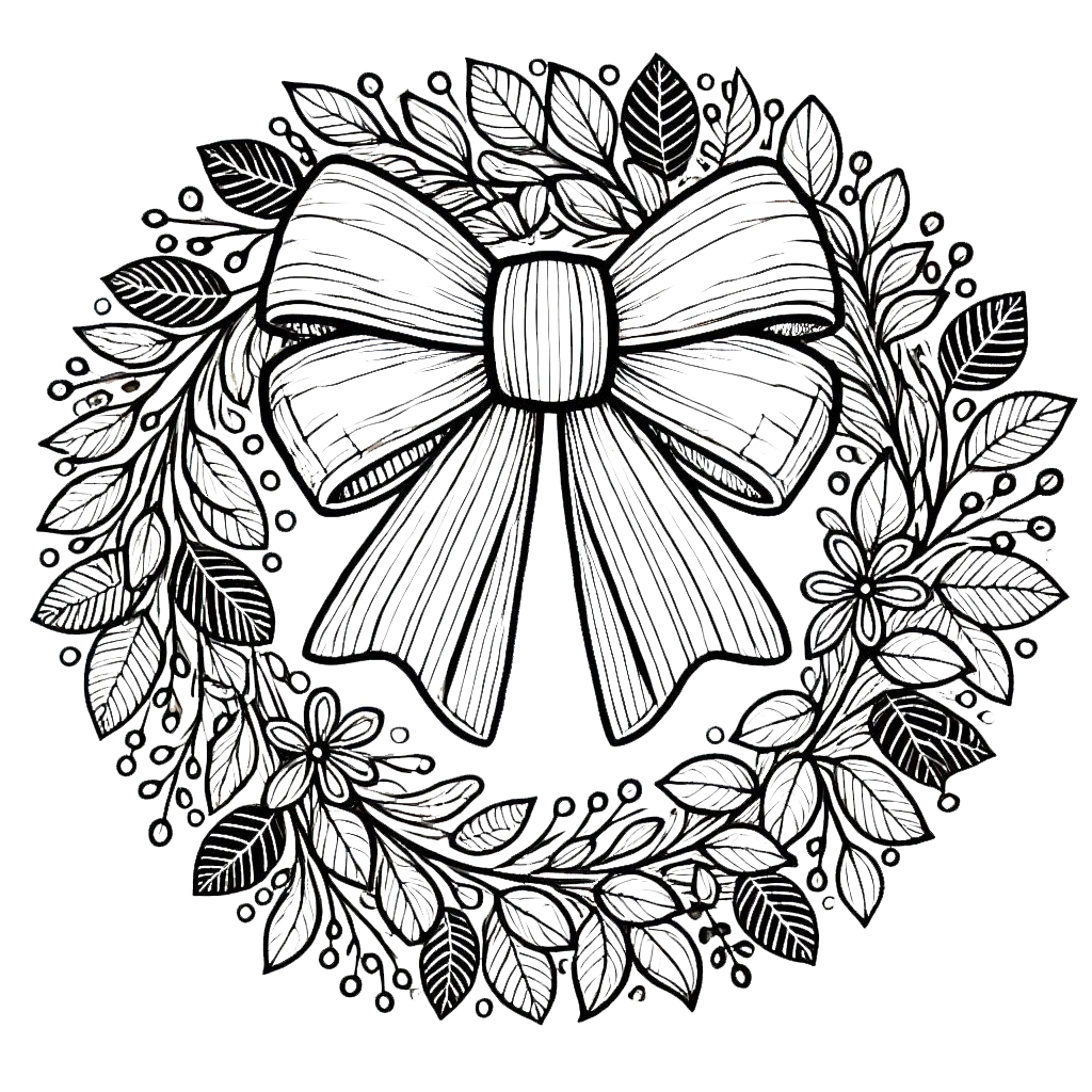 coloriage Couronne de Noël à imprimer kawaii 1