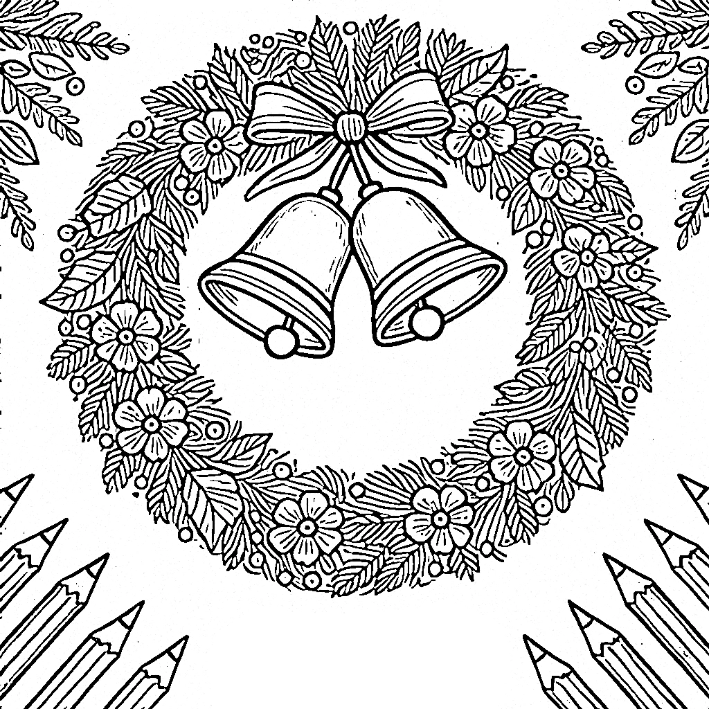 image pour coloriage Couronne de Noël enfant