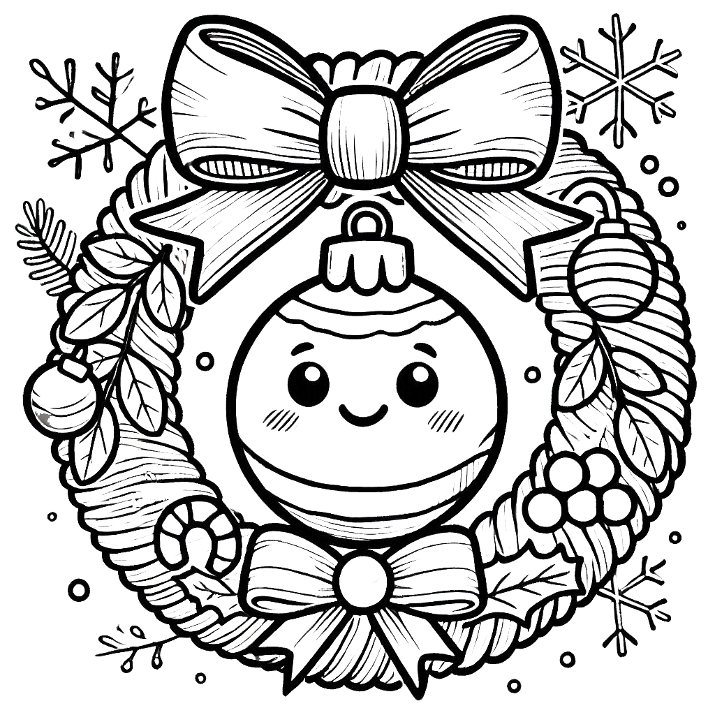 télécharger coloriage Couronne de Noël gratuit