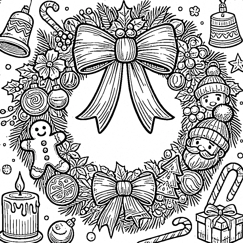 coloriage Couronne de Noël en ligne