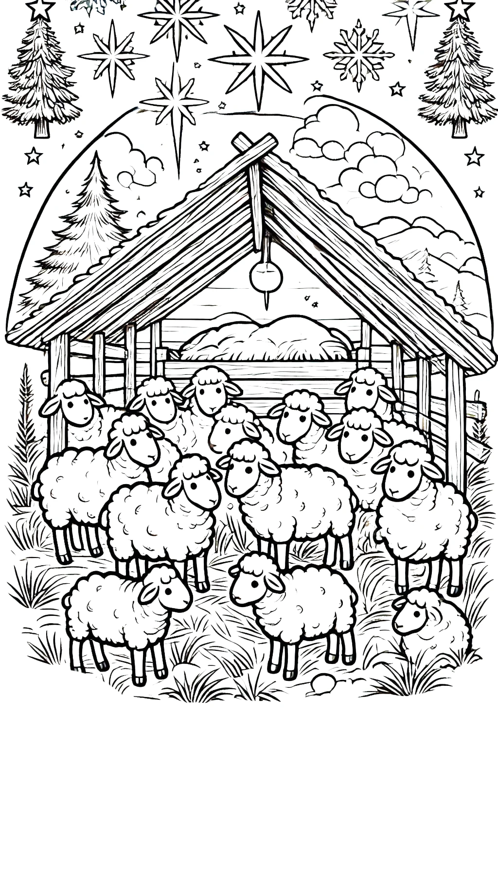 coloriage Crèche de Noël à imprimer 1