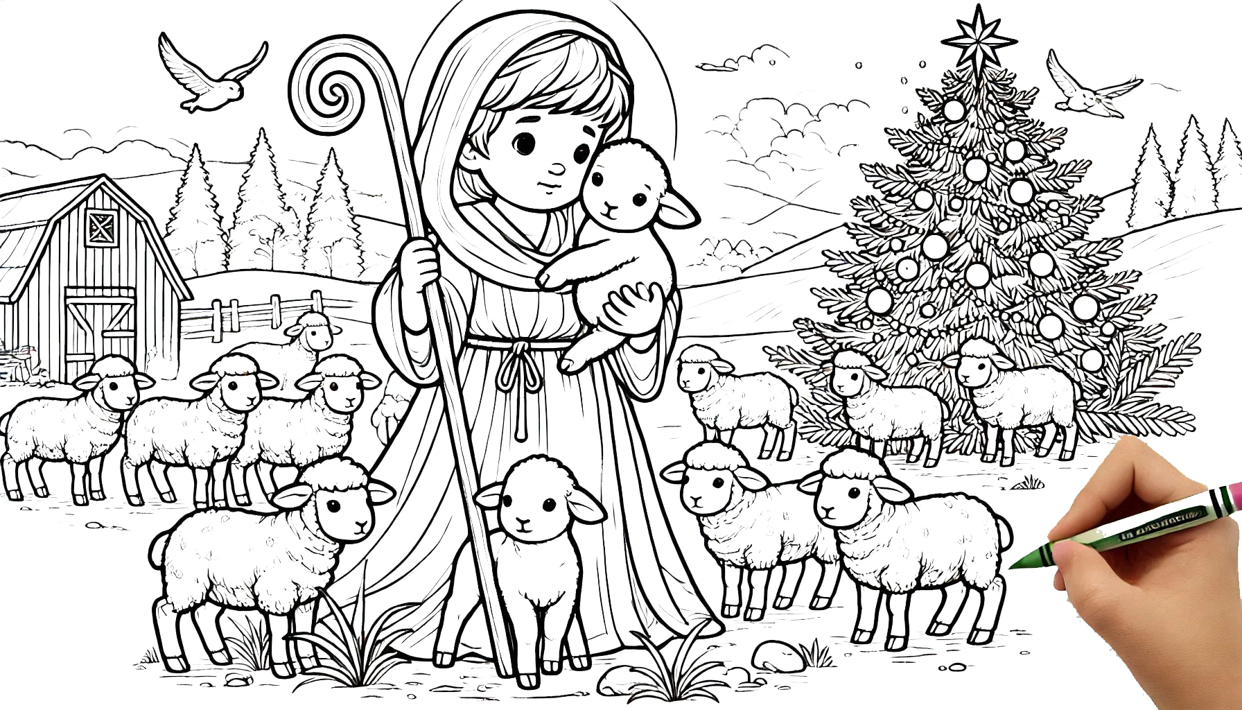 coloriage Crèche de Noël pour enfant gratuit