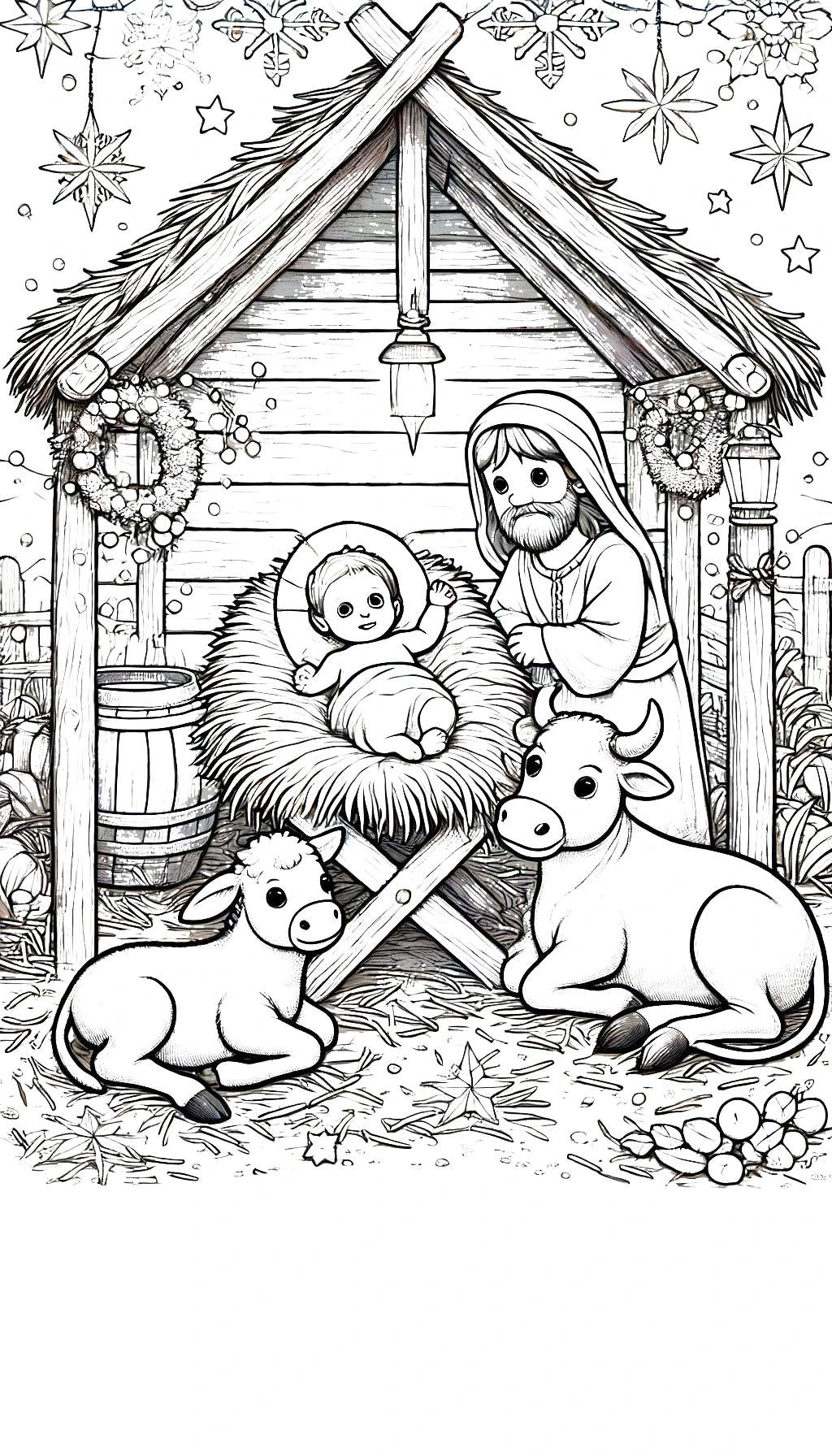 coloriage Crèche de Noël de pour enfants