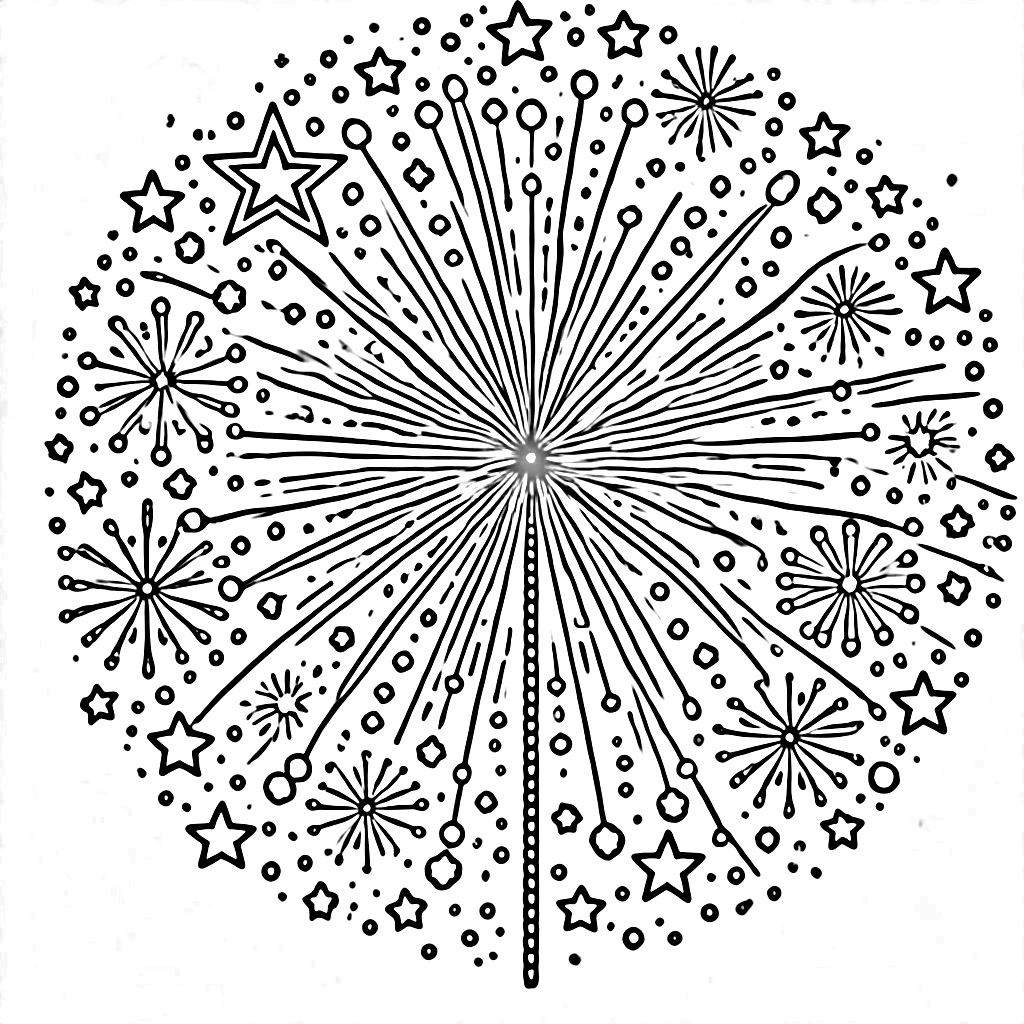 coloriage Feu D’artifice à imprimer pdf