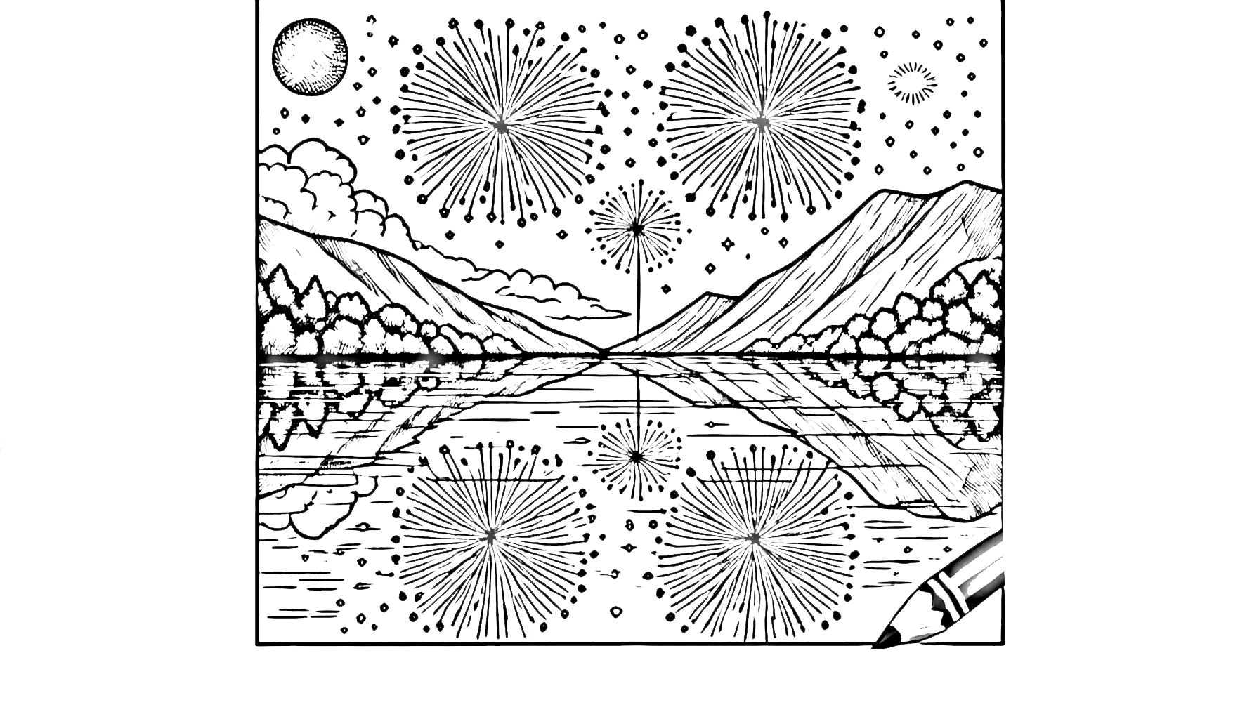 coloriage Feu D’artifice gratuit pour enfants