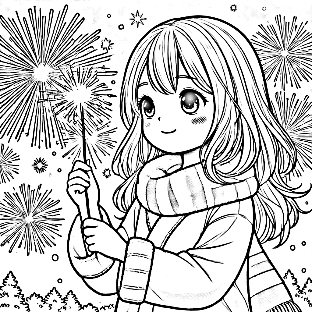 coloriage Feu D’artifice pour enfants 2