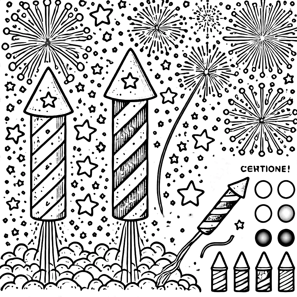 coloriage Feu D’artifice gratuit pour enfants 1