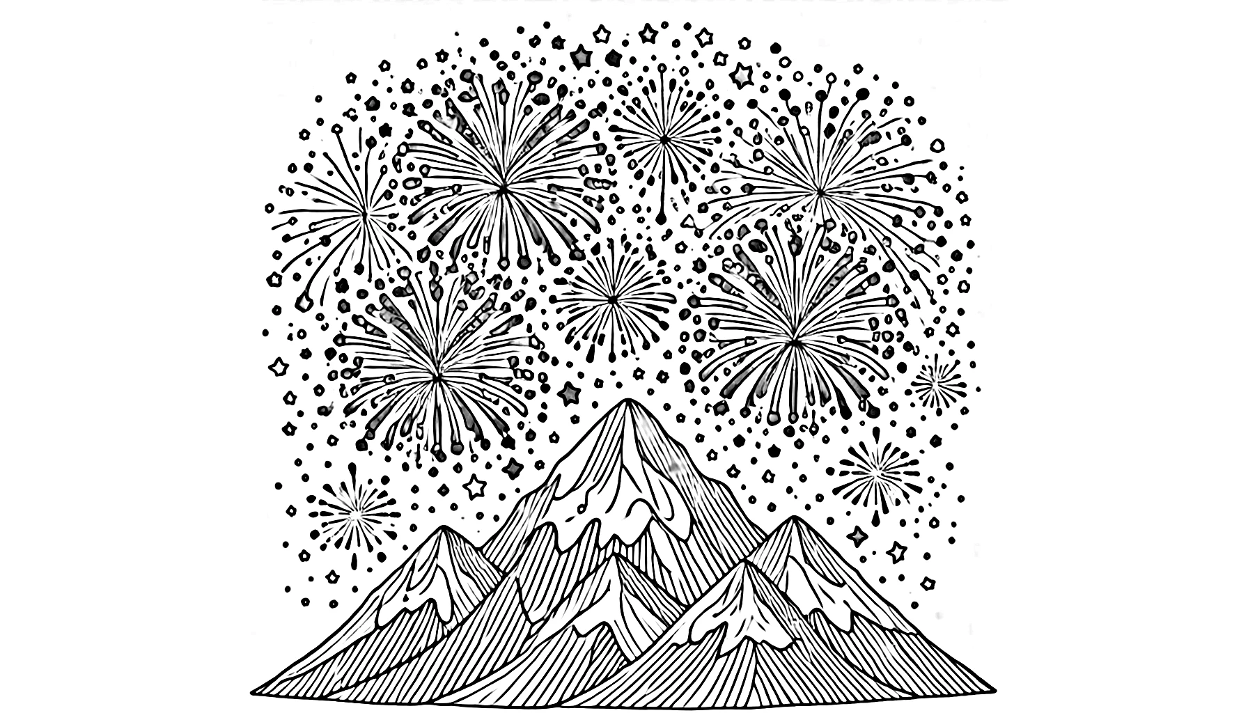 coloriage Feu D’artifice à imprimer kawaii 2